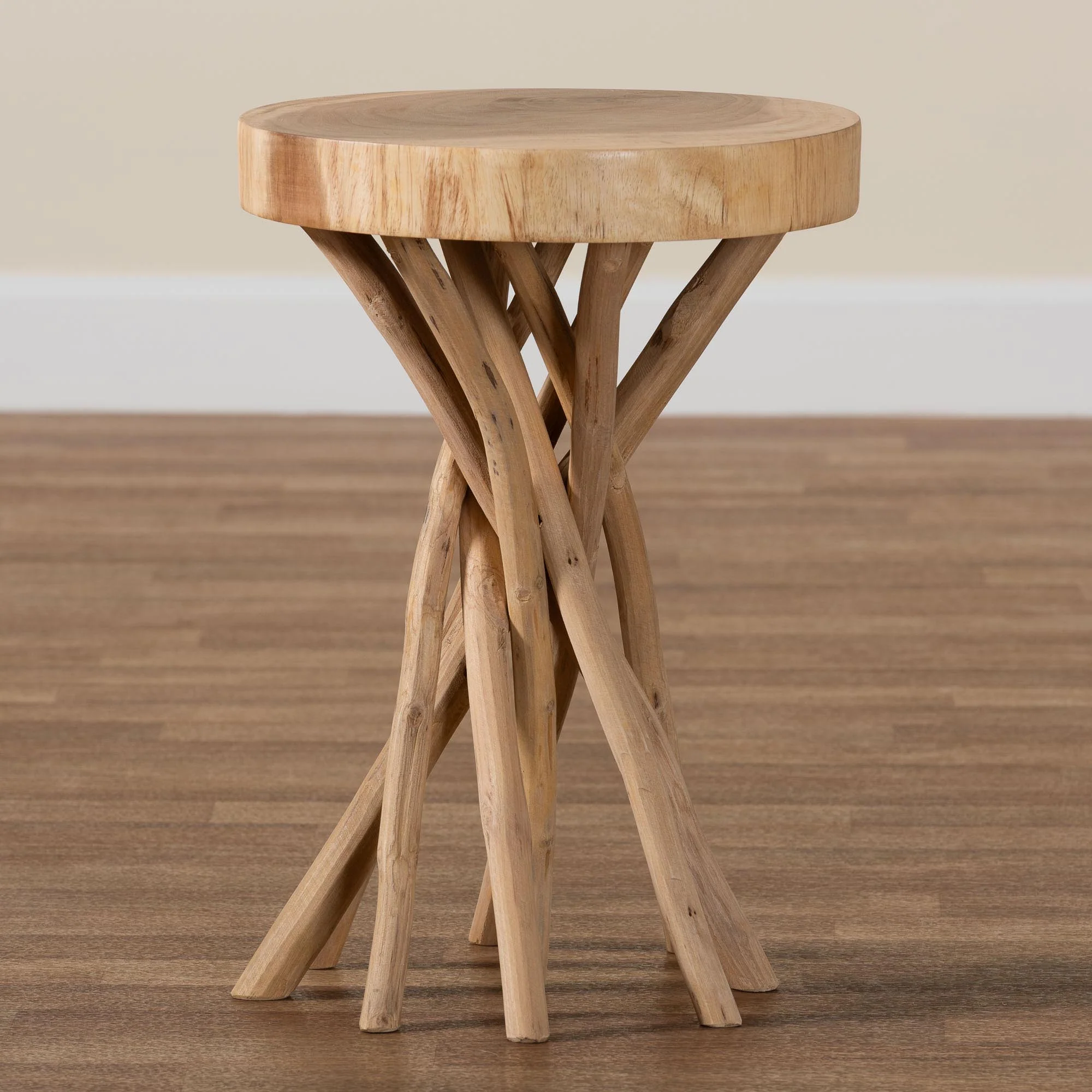 Baxton Studio bali & pari Liberte Natural Teak Wood End Table - Image 6