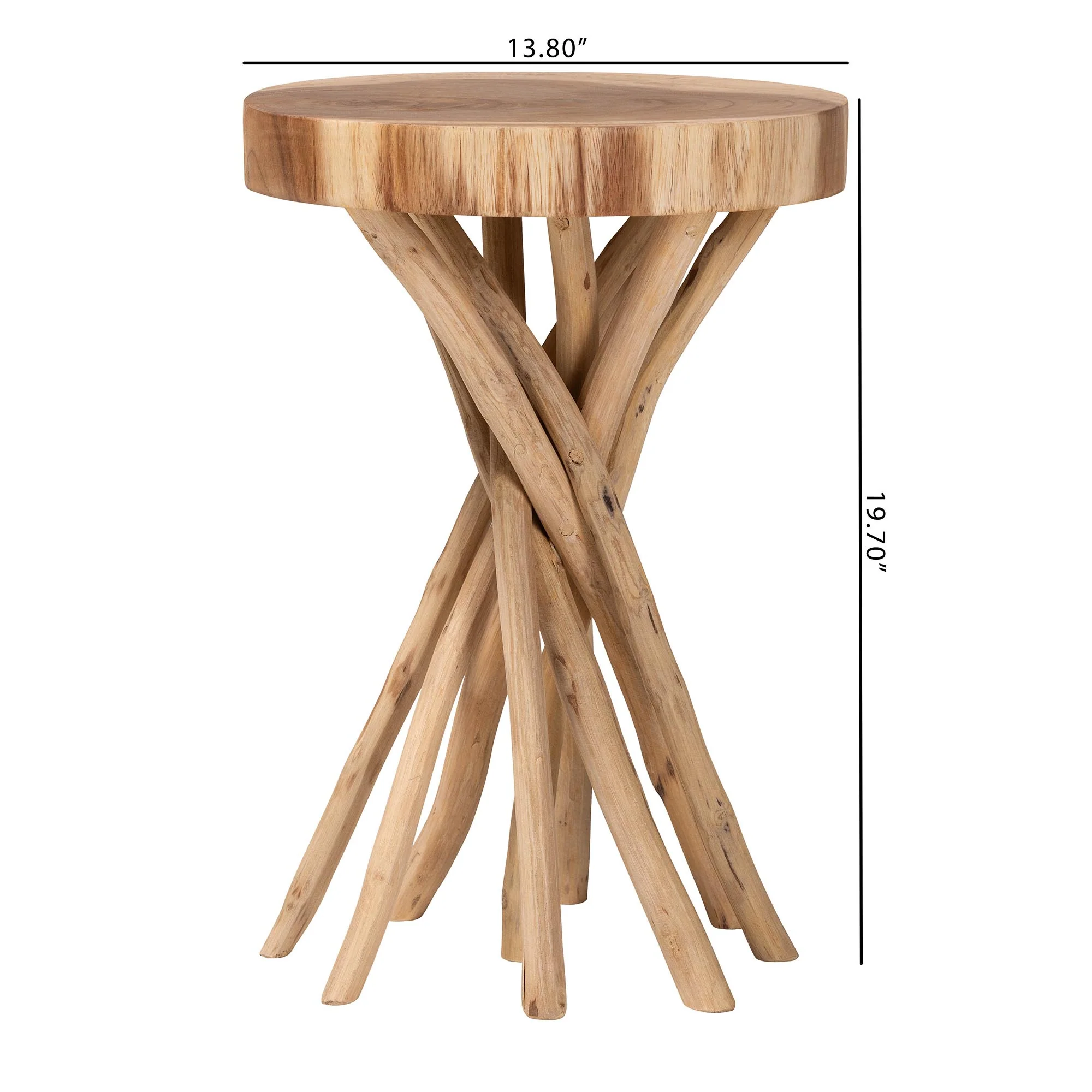 Baxton Studio bali & pari Liberte Natural Teak Wood End Table - Image 7