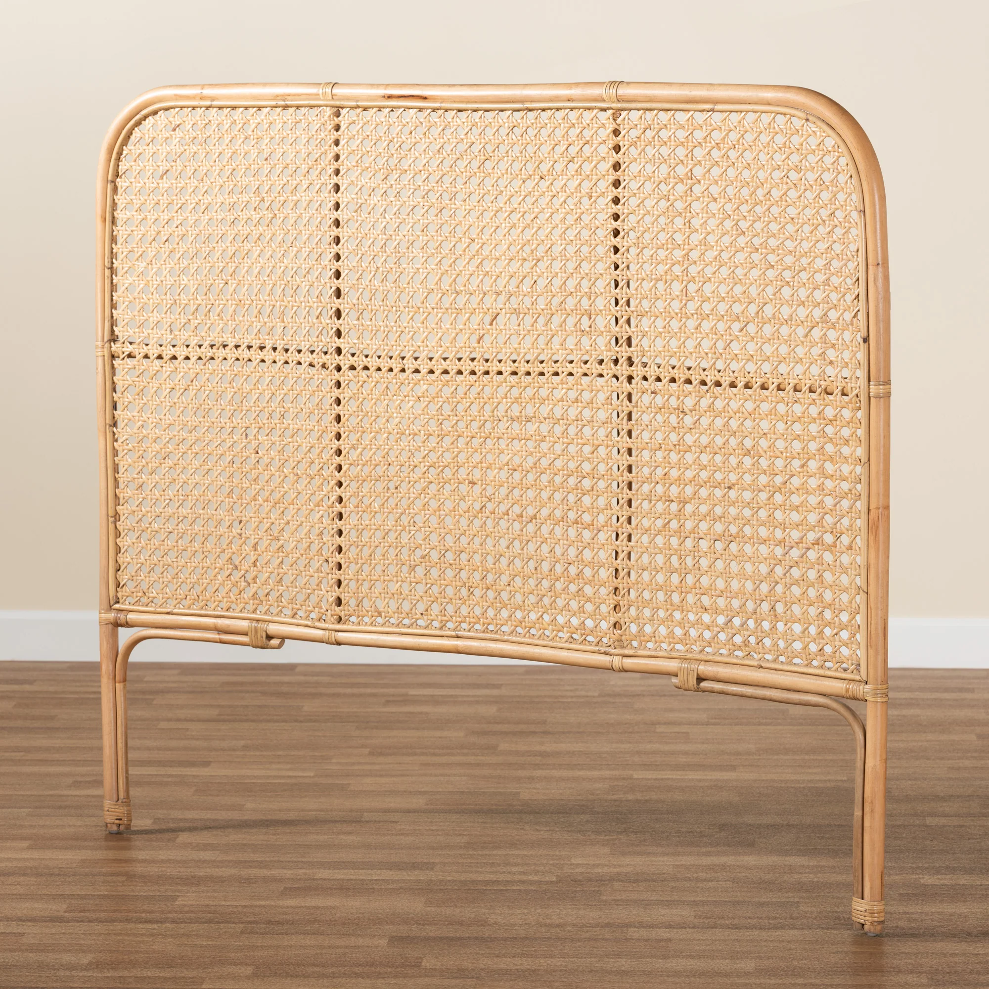 Baxton Studio bali & pari Linette Modern Bohemian Natural Rattan Queen Size Standalone Headboard - Image 9