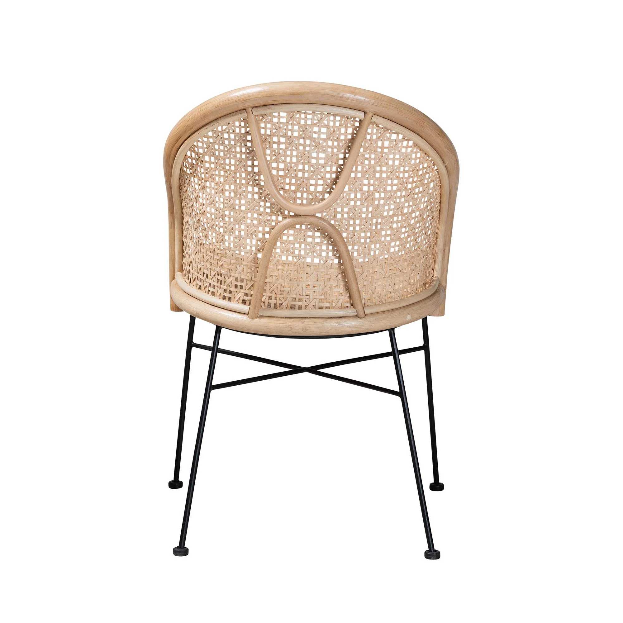Baxton Studio bali & pari Lisa Modern Bohemian Natural Brown Rattan and Black Metal Dining Chair - Image 5