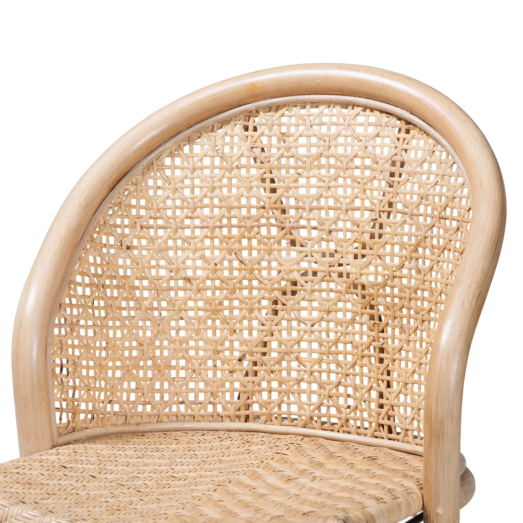 Baxton Studio bali & pari Lisa Modern Bohemian Natural Brown Rattan and Black Metal Dining Chair - Image 6