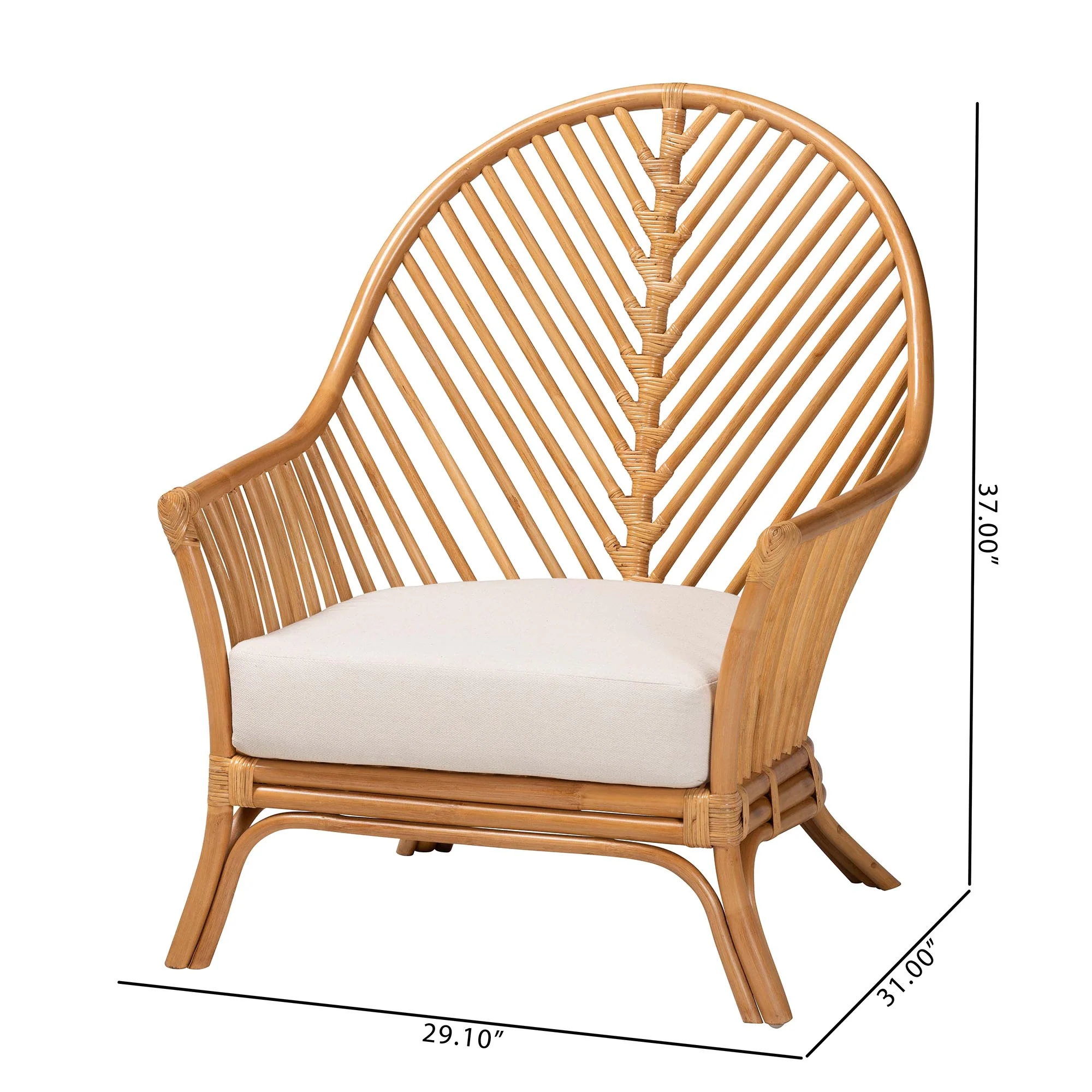 Baxton Studio bali & pari Lisabon Bohemian Light Honey Rattan Arm Chair - Image 3