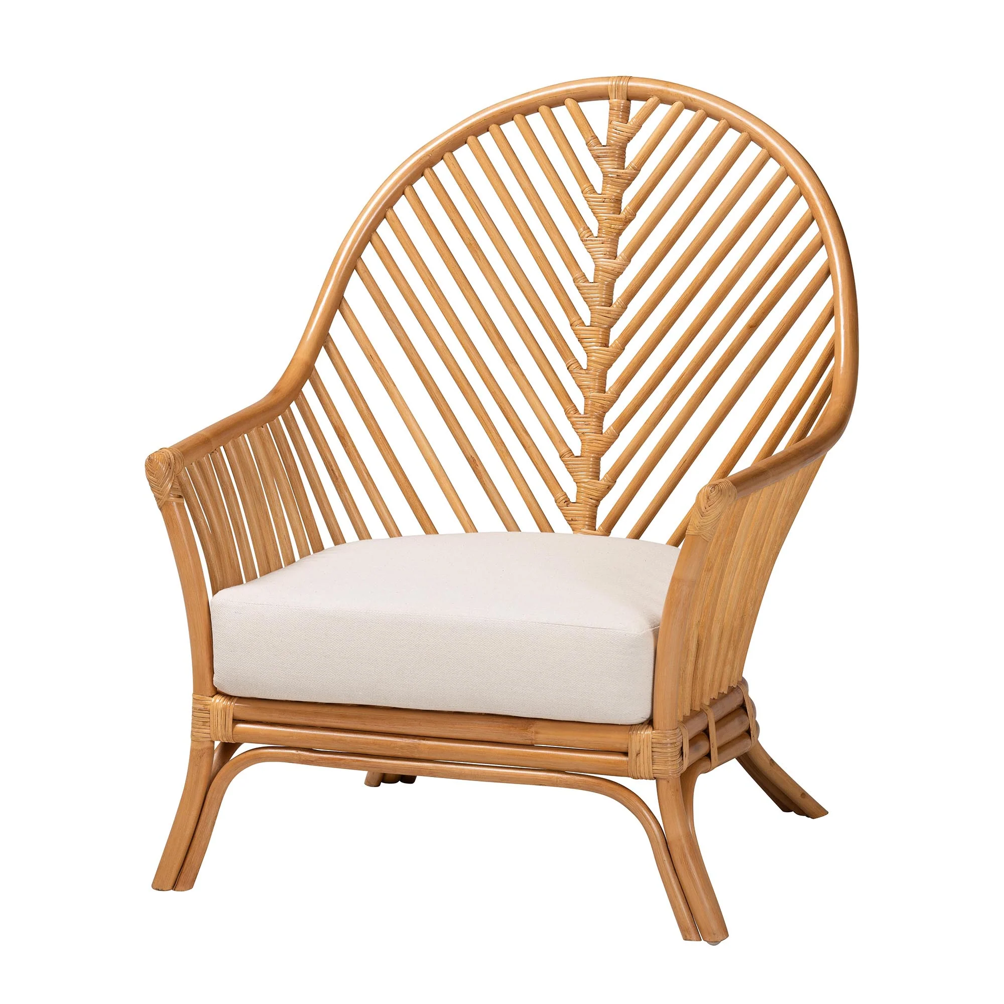 Baxton Studio bali & pari Lisabon Bohemian Light Honey Rattan Arm Chair - Image 4