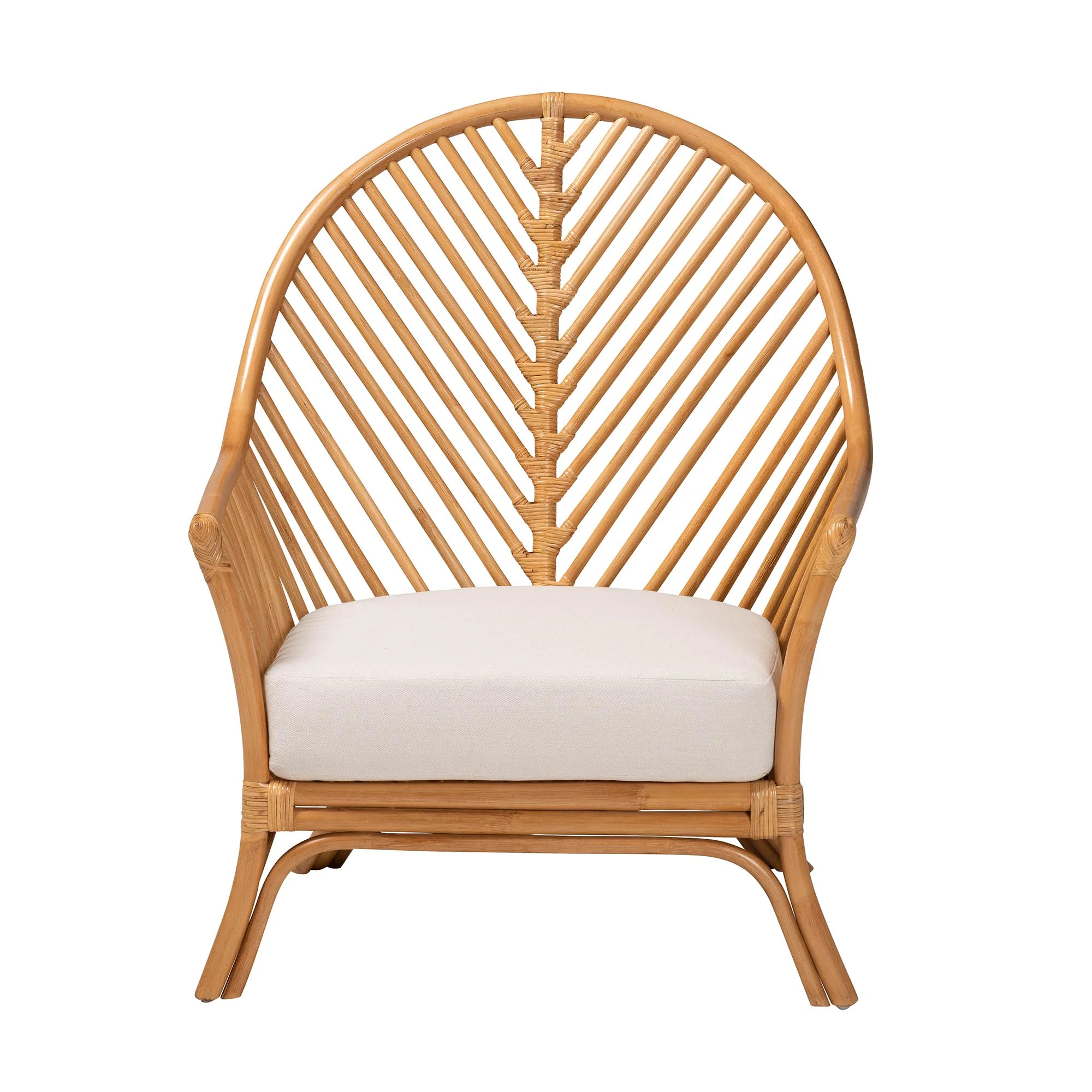 Baxton Studio bali & pari Lisabon Bohemian Light Honey Rattan Arm Chair - Image 5
