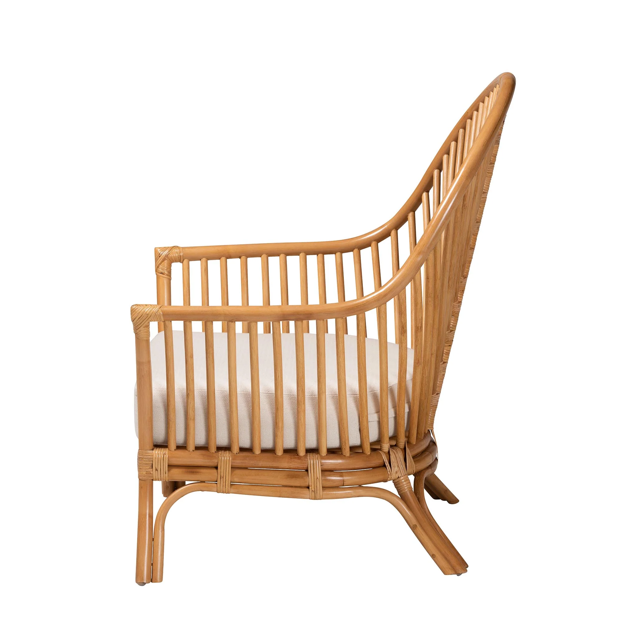 Baxton Studio bali & pari Lisabon Bohemian Light Honey Rattan Arm Chair - Image 6