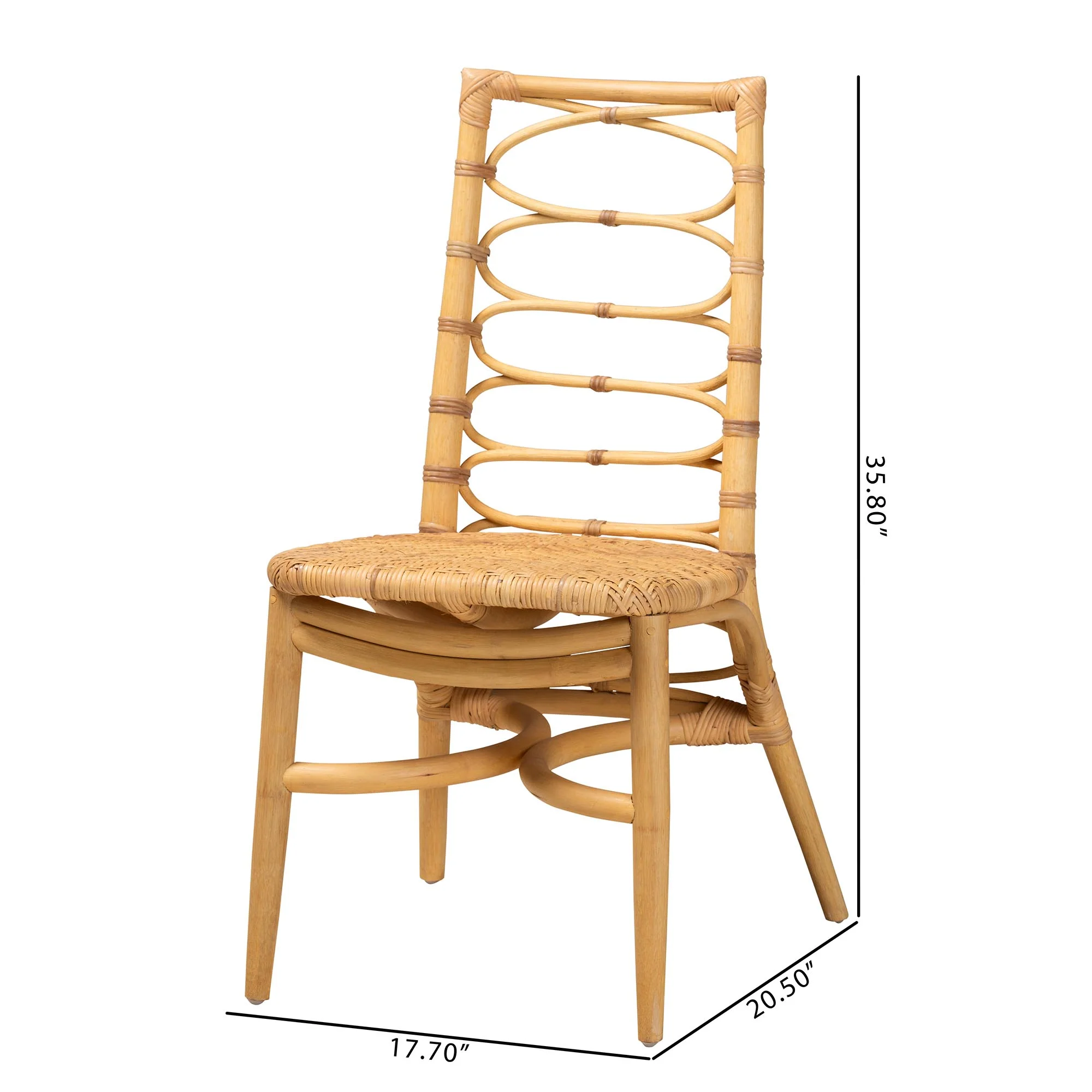 Baxton Studio bali & pari Lisbon Modern Bohemian Natural Rattan Dining Chair - Image 10
