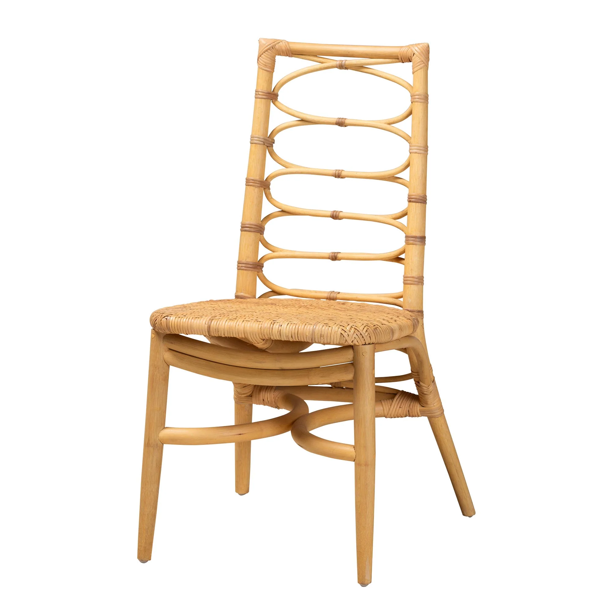 Baxton Studio bali & pari Lisbon Modern Bohemian Natural Rattan Dining Chair - Image 2