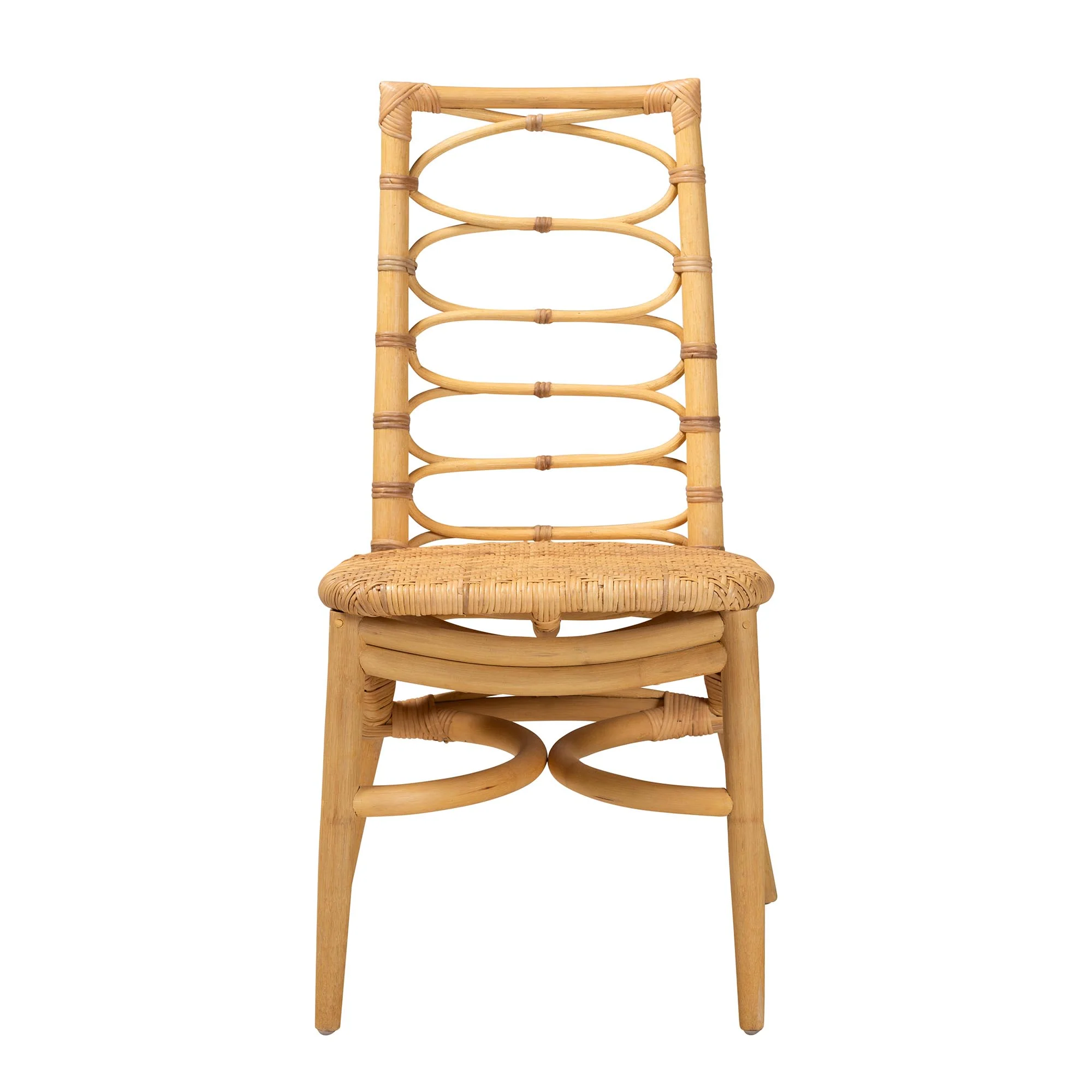 Baxton Studio bali & pari Lisbon Modern Bohemian Natural Rattan Dining Chair - Image 3