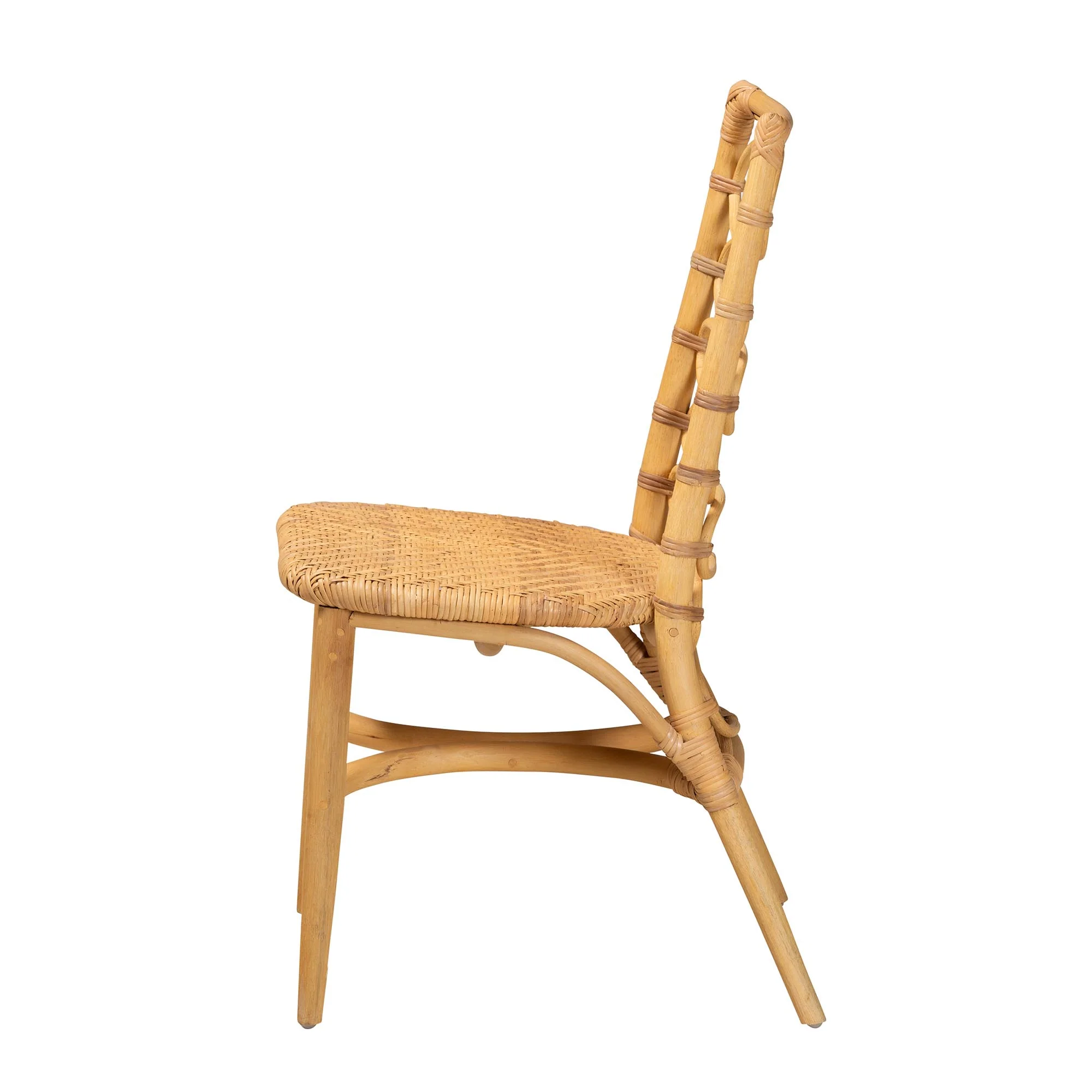 Baxton Studio bali & pari Lisbon Modern Bohemian Natural Rattan Dining Chair - Image 4