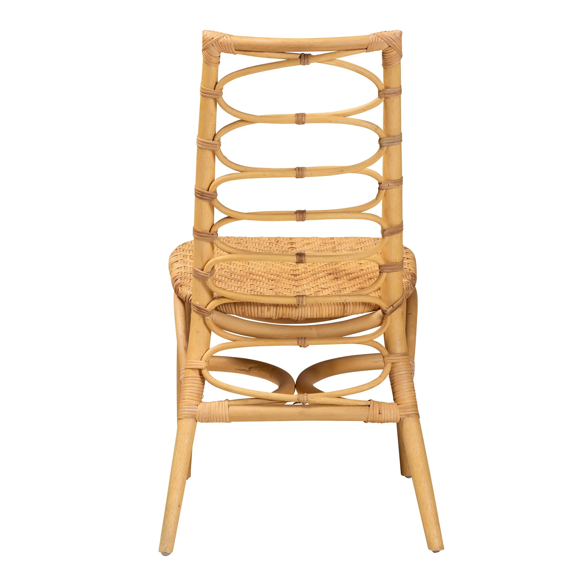 Baxton Studio bali & pari Lisbon Modern Bohemian Natural Rattan Dining Chair - Image 5
