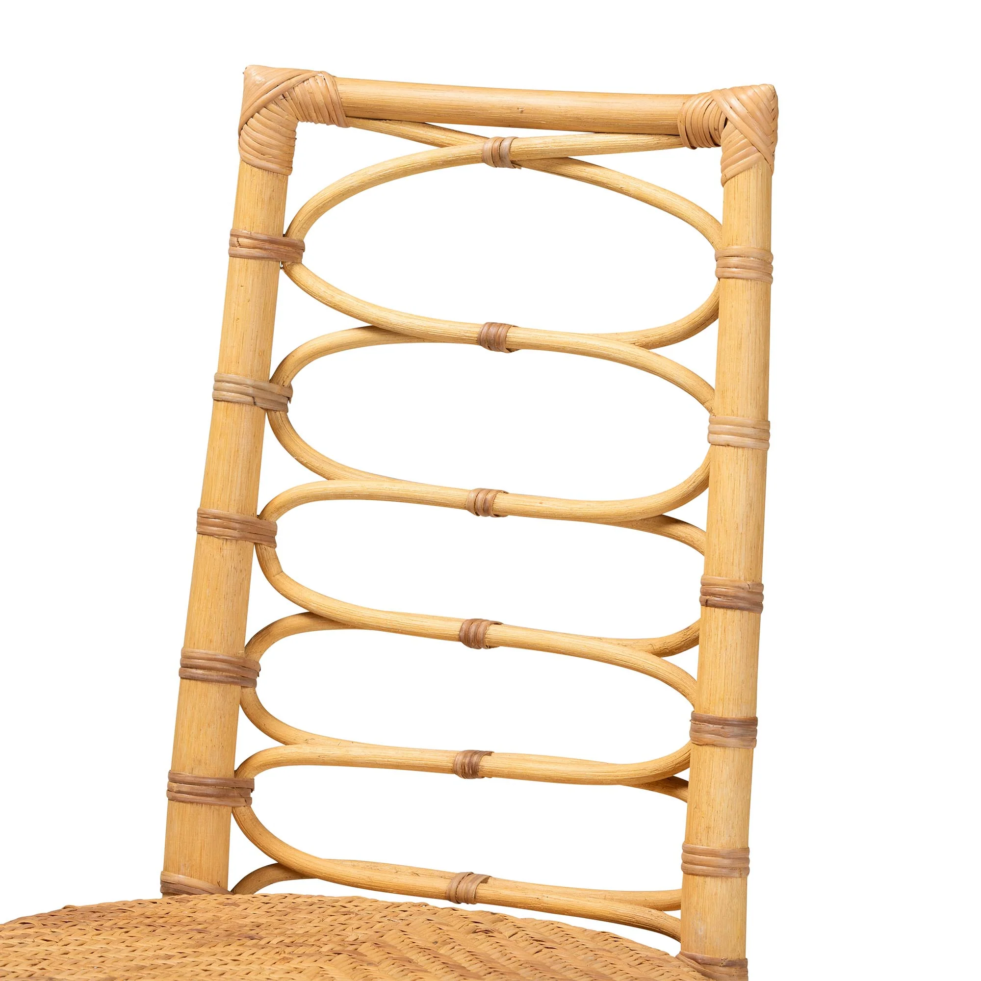 Baxton Studio bali & pari Lisbon Modern Bohemian Natural Rattan Dining Chair - Image 6