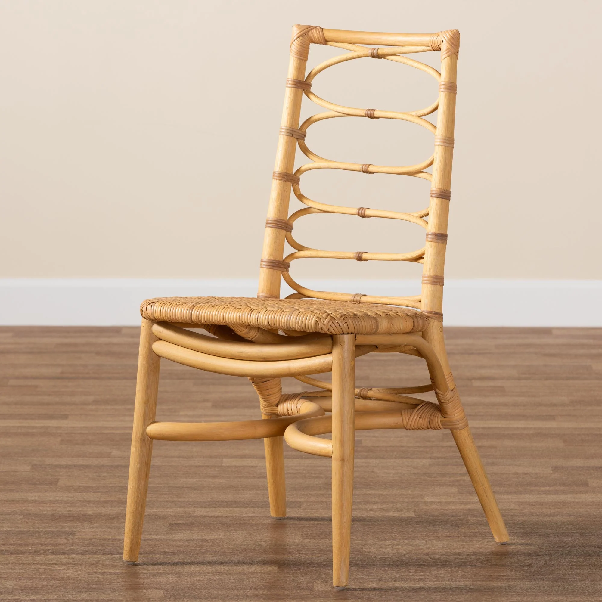 Baxton Studio bali & pari Lisbon Modern Bohemian Natural Rattan Dining Chair - Image 9