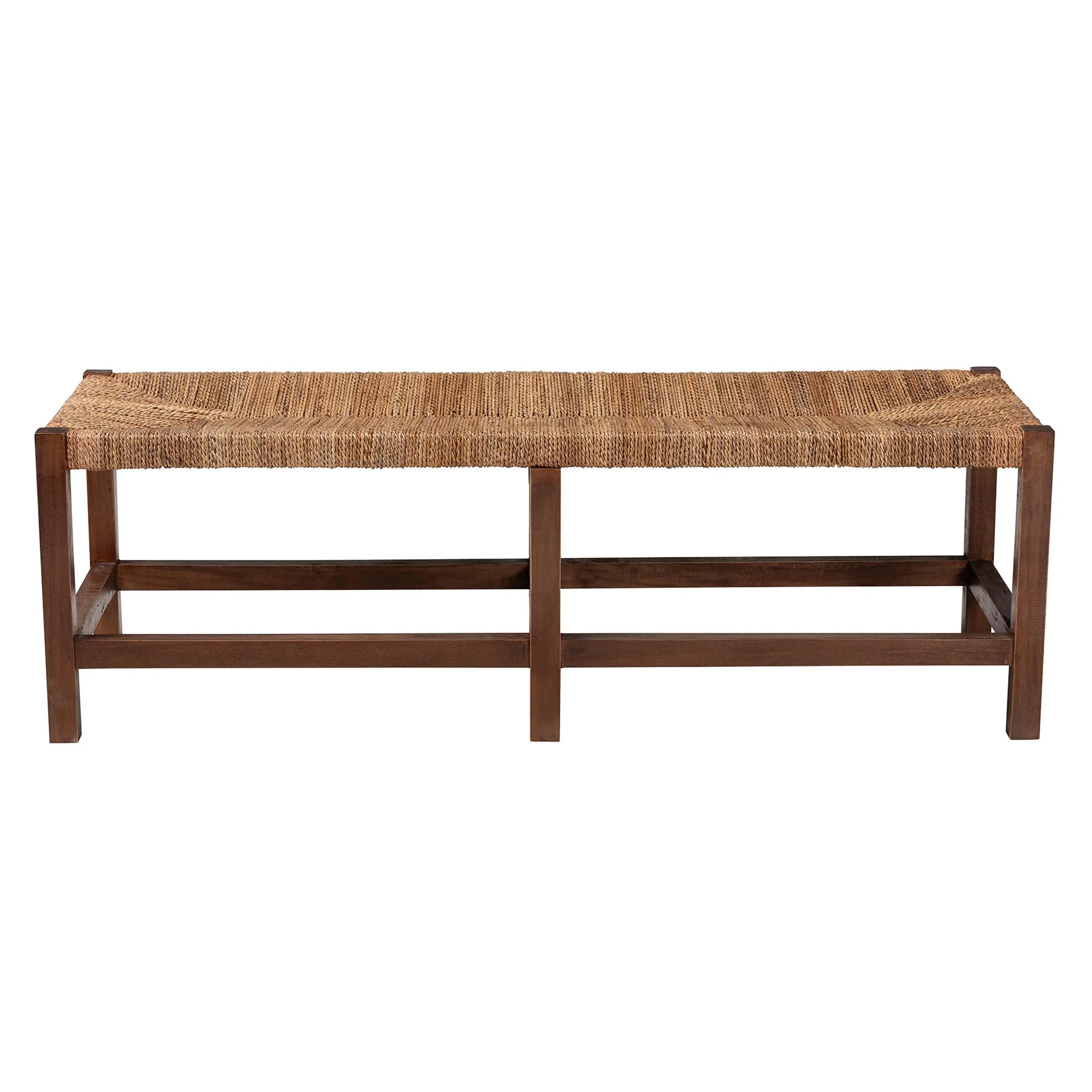 Baxton Studio bali & pari Liza Bohemian Natural Seagrass and Wood Accent Bench - Image 4