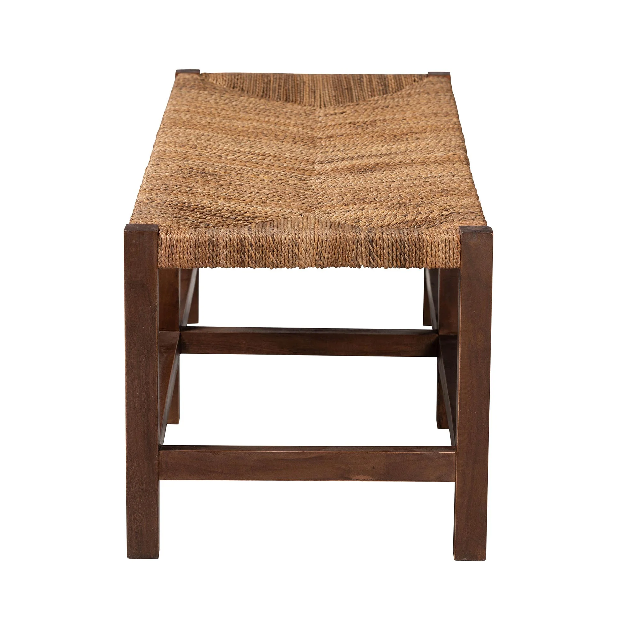 Baxton Studio bali & pari Liza Bohemian Natural Seagrass and Wood Accent Bench - Image 5