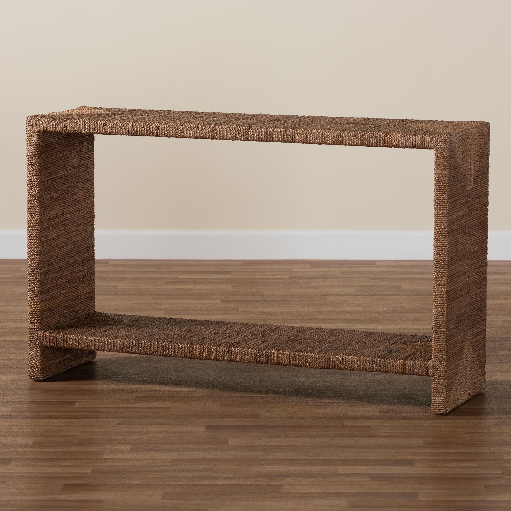 Baxton Studio bali & pari Liza Bohemian Natural Seagrass Console Table - Image 8