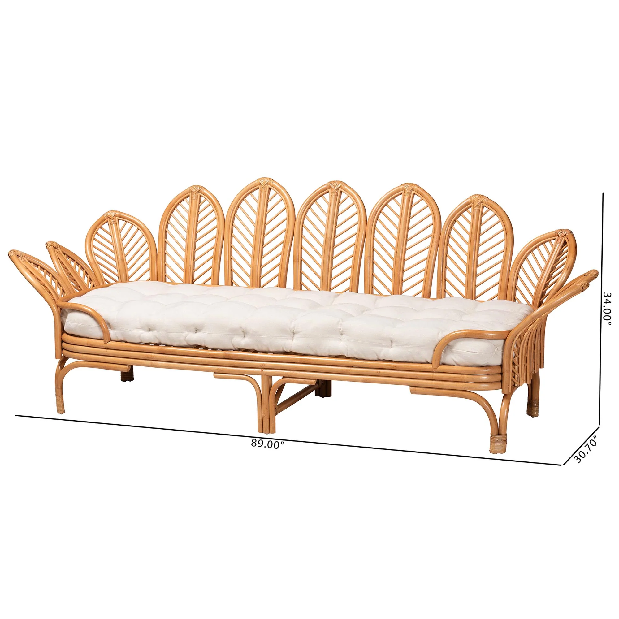 Baxton Studio bali & pari Loften Bohemian Light Honey Rattan Daybed - Image 3