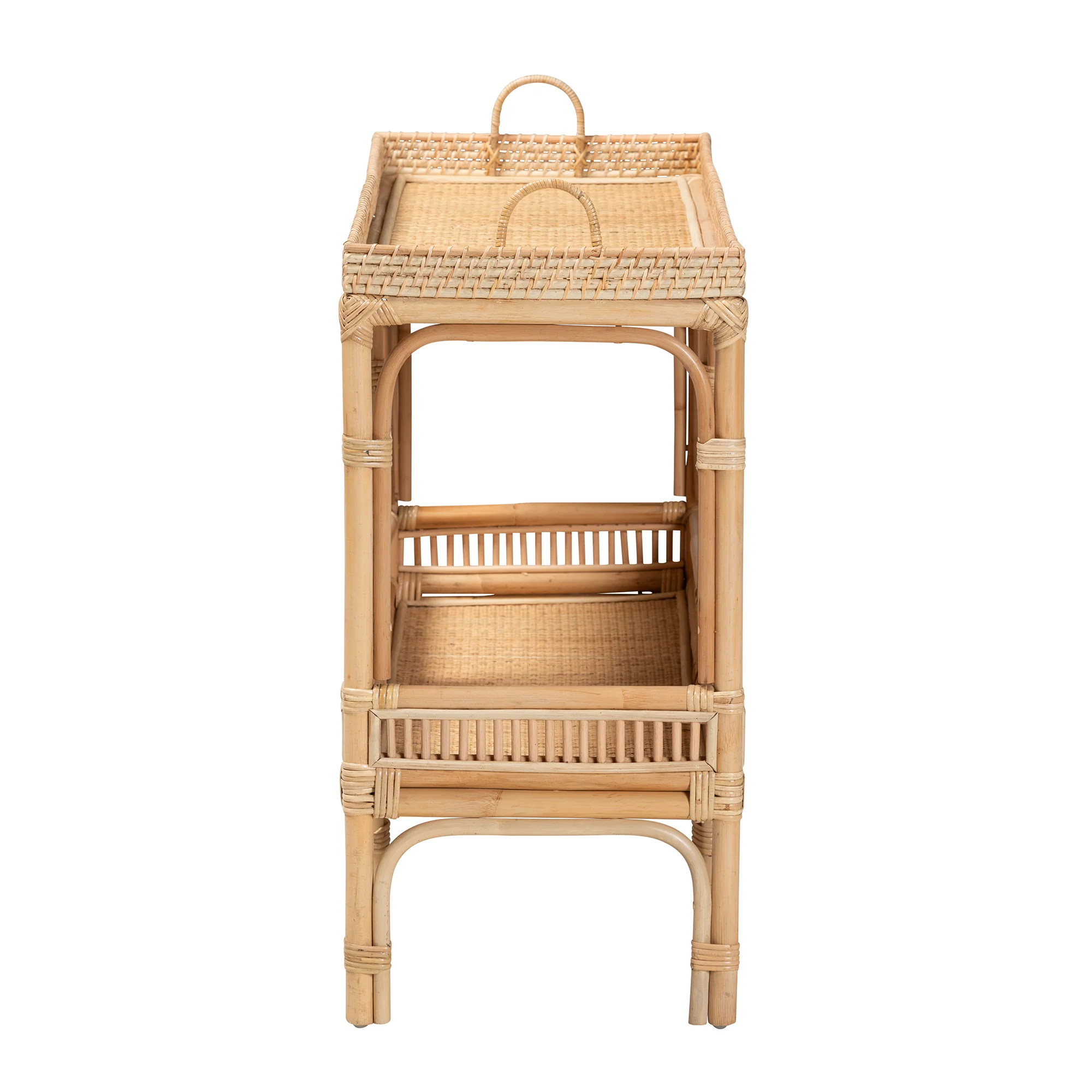 Baxton Studio bali & pari Lombok Modern Bohemian Natural Brown Rattan Console Table - Image 4