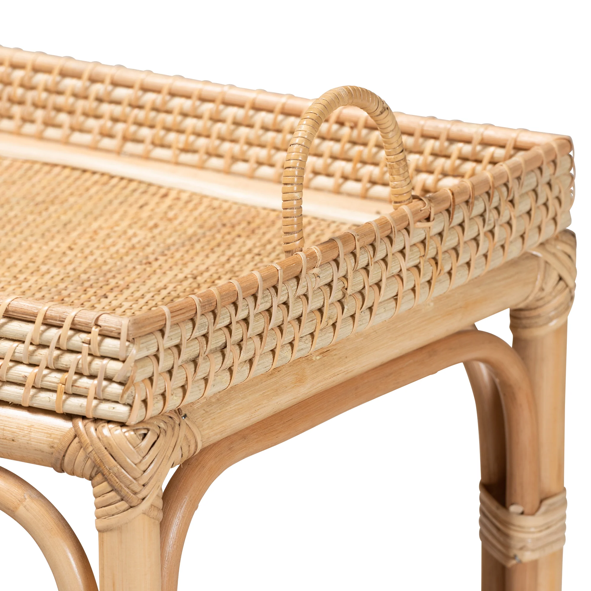 Baxton Studio bali & pari Lombok Modern Bohemian Natural Brown Rattan Console Table - Image 5