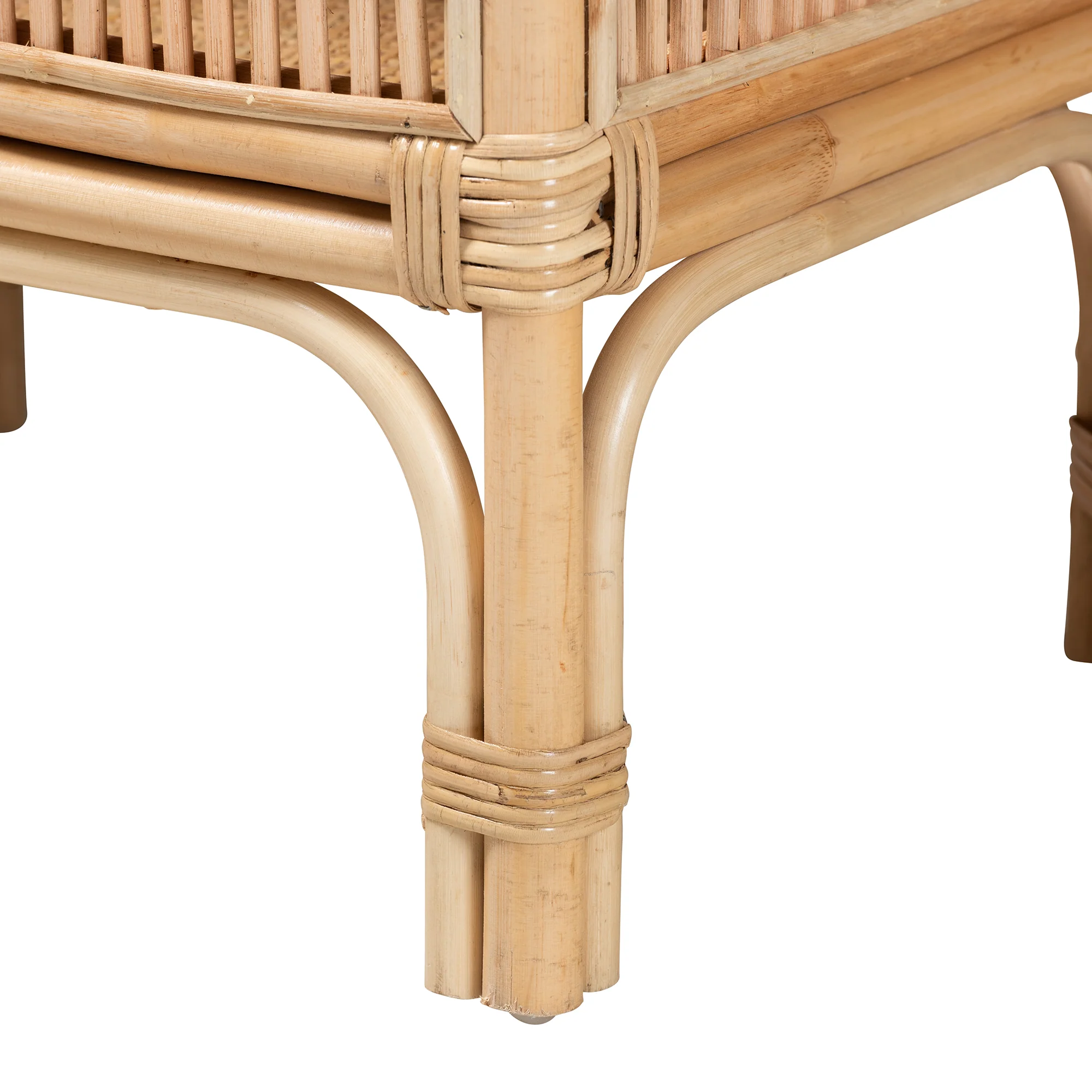 Baxton Studio bali & pari Lombok Modern Bohemian Natural Brown Rattan Console Table - Image 6