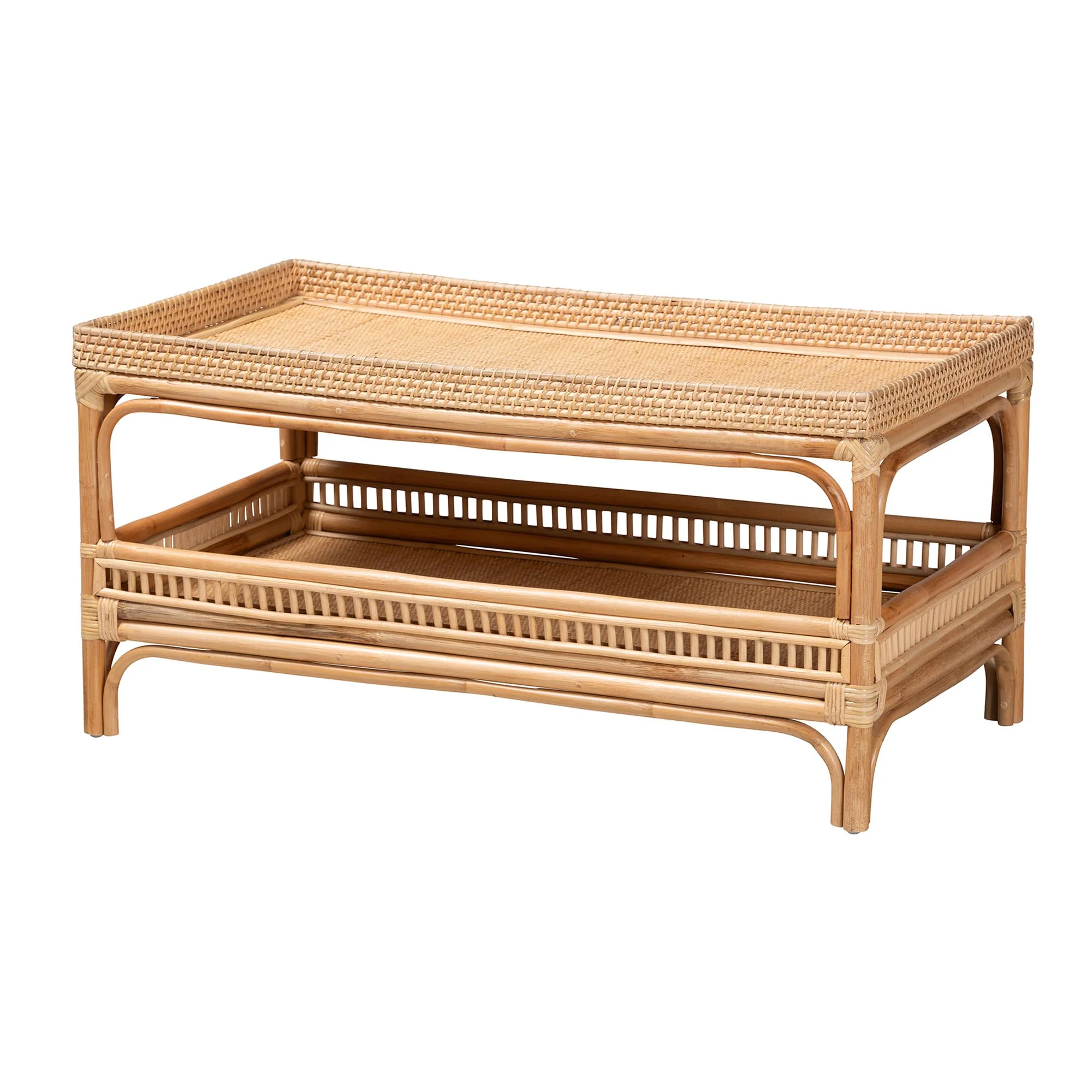 Baxton Studio bali & pari Lombok Modern Bohemian Natural Rattan Coffee Table - Image 2