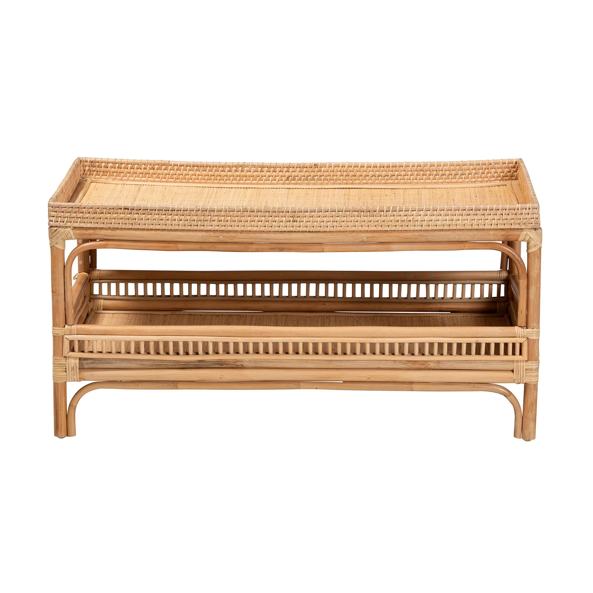 Baxton Studio bali & pari Lombok Modern Bohemian Natural Rattan Coffee Table - Image 3