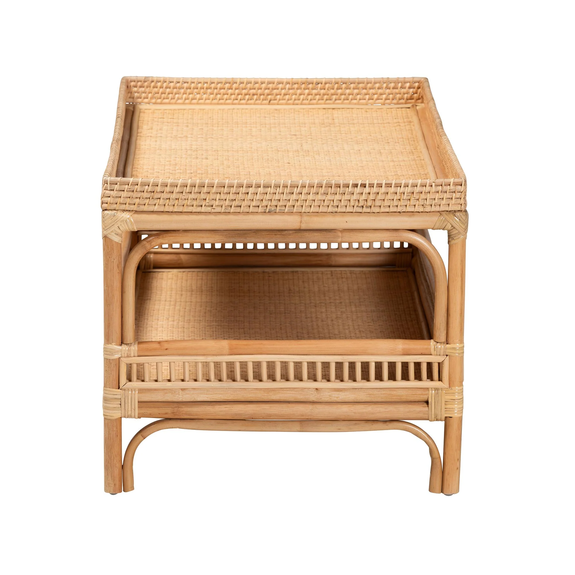 Baxton Studio bali & pari Lombok Modern Bohemian Natural Rattan Coffee Table - Image 4