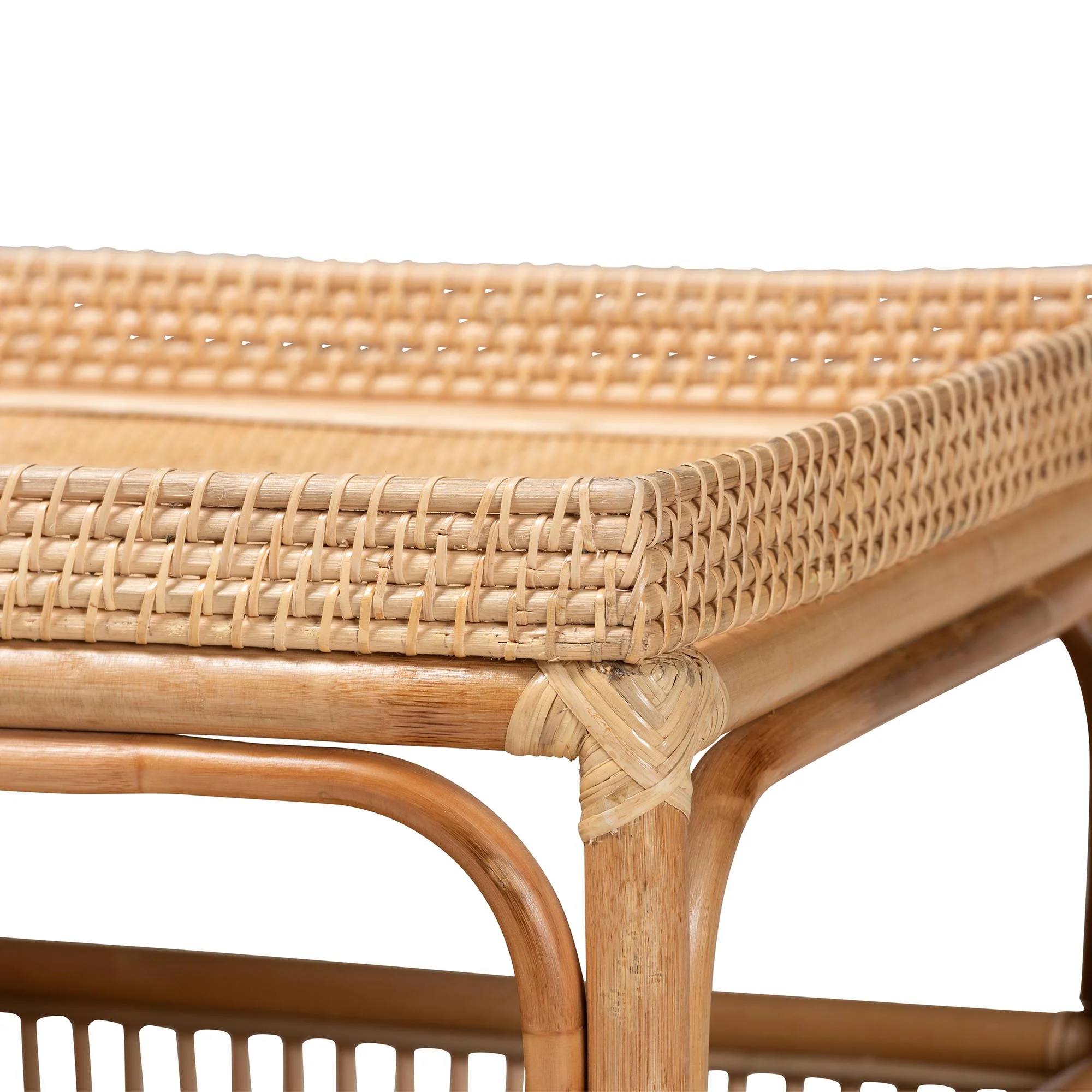 Baxton Studio bali & pari Lombok Modern Bohemian Natural Rattan Coffee Table - Image 5