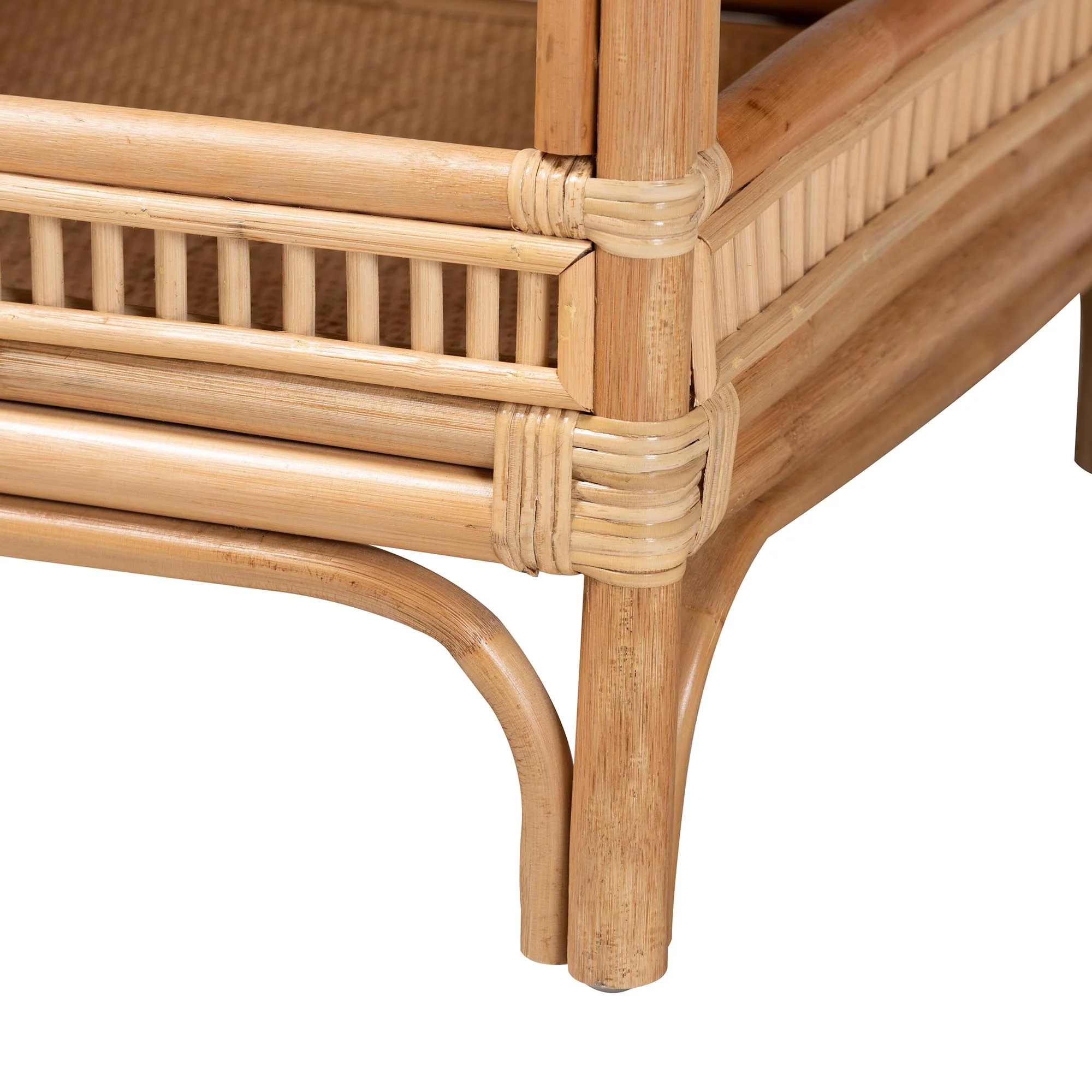 Baxton Studio bali & pari Lombok Modern Bohemian Natural Rattan Coffee Table - Image 6