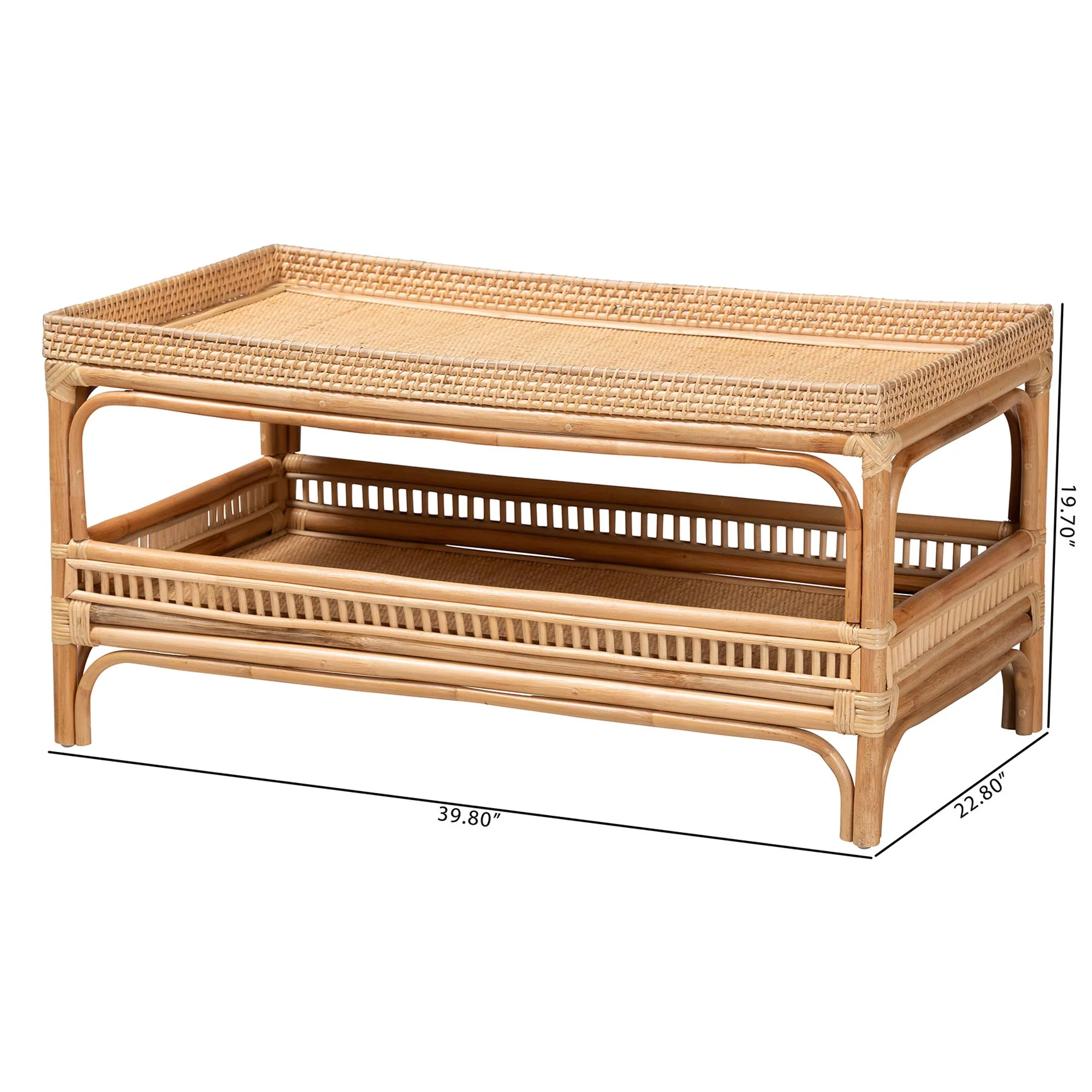 Baxton Studio bali & pari Lombok Modern Bohemian Natural Rattan Coffee Table - Image 8