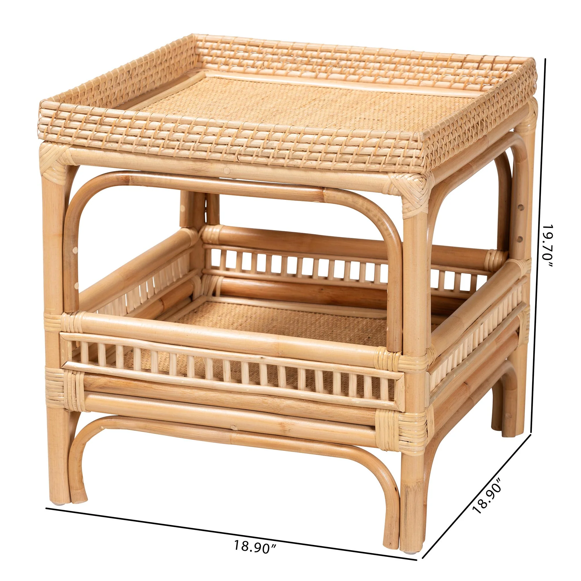 Baxton Studio bali & pari Lombok Modern Bohemian Natural Rattan End Table - Image 2