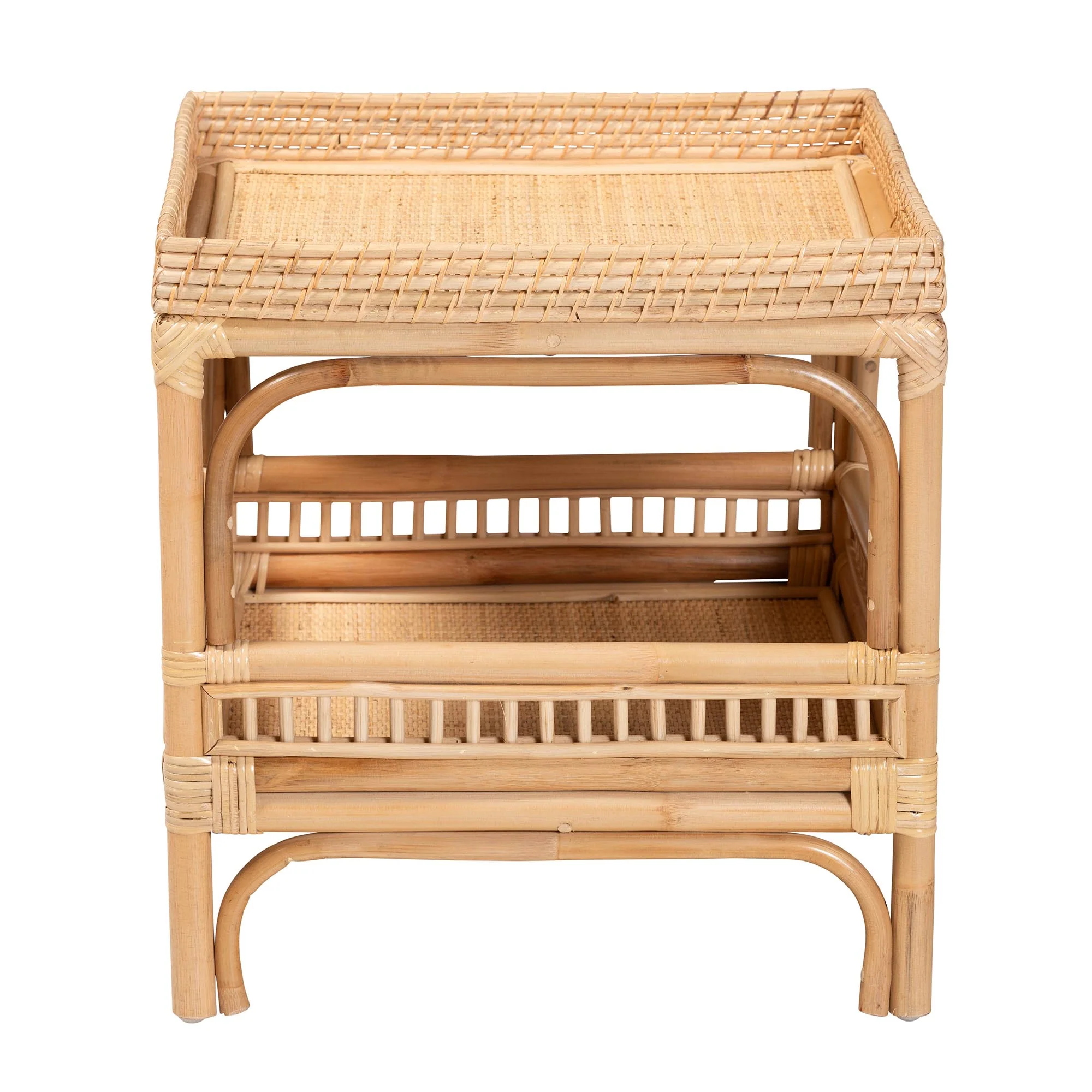 Baxton Studio bali & pari Lombok Modern Bohemian Natural Rattan End Table - Image 4