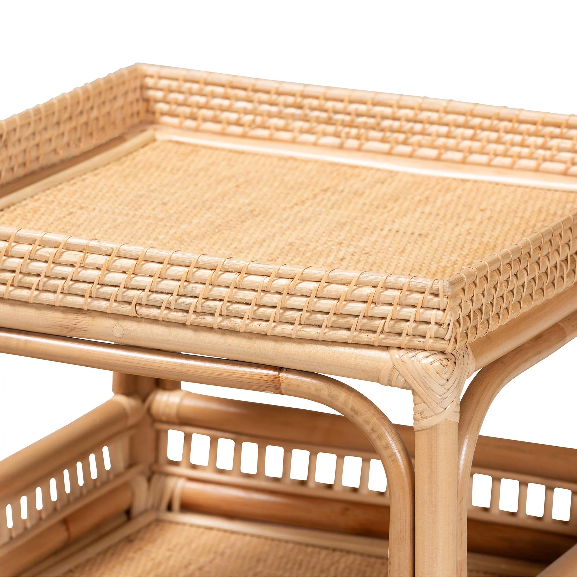 Baxton Studio bali & pari Lombok Modern Bohemian Natural Rattan End Table - Image 5