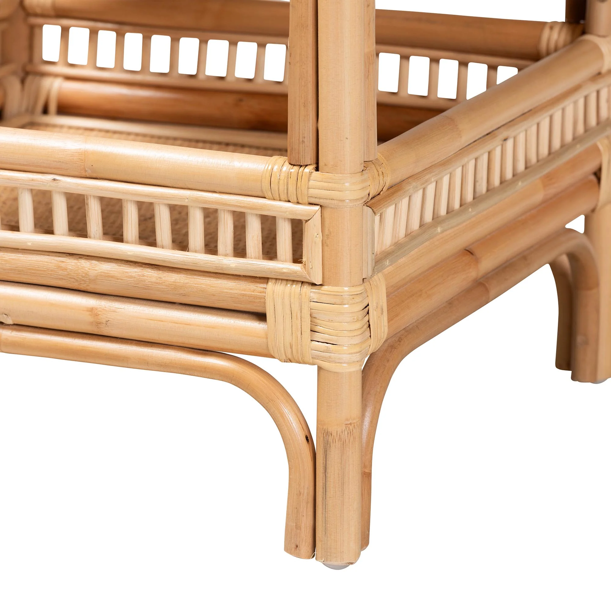 Baxton Studio bali & pari Lombok Modern Bohemian Natural Rattan End Table - Image 6