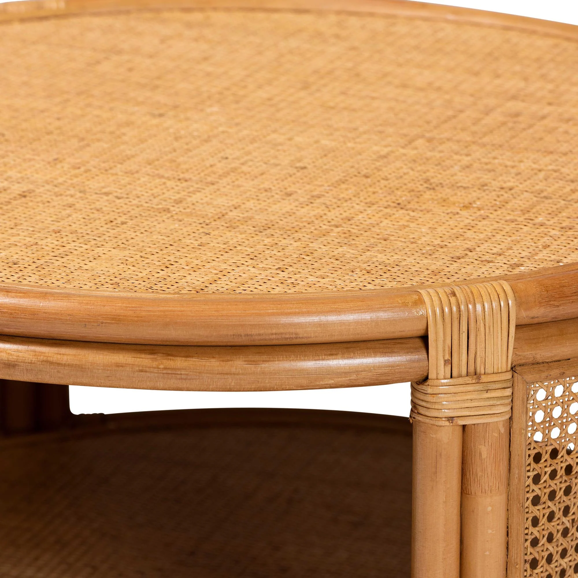 Baxton Studio bali & pari Louis Modern Bohemian Natural Brown Rattan Coffee Table - Image 7