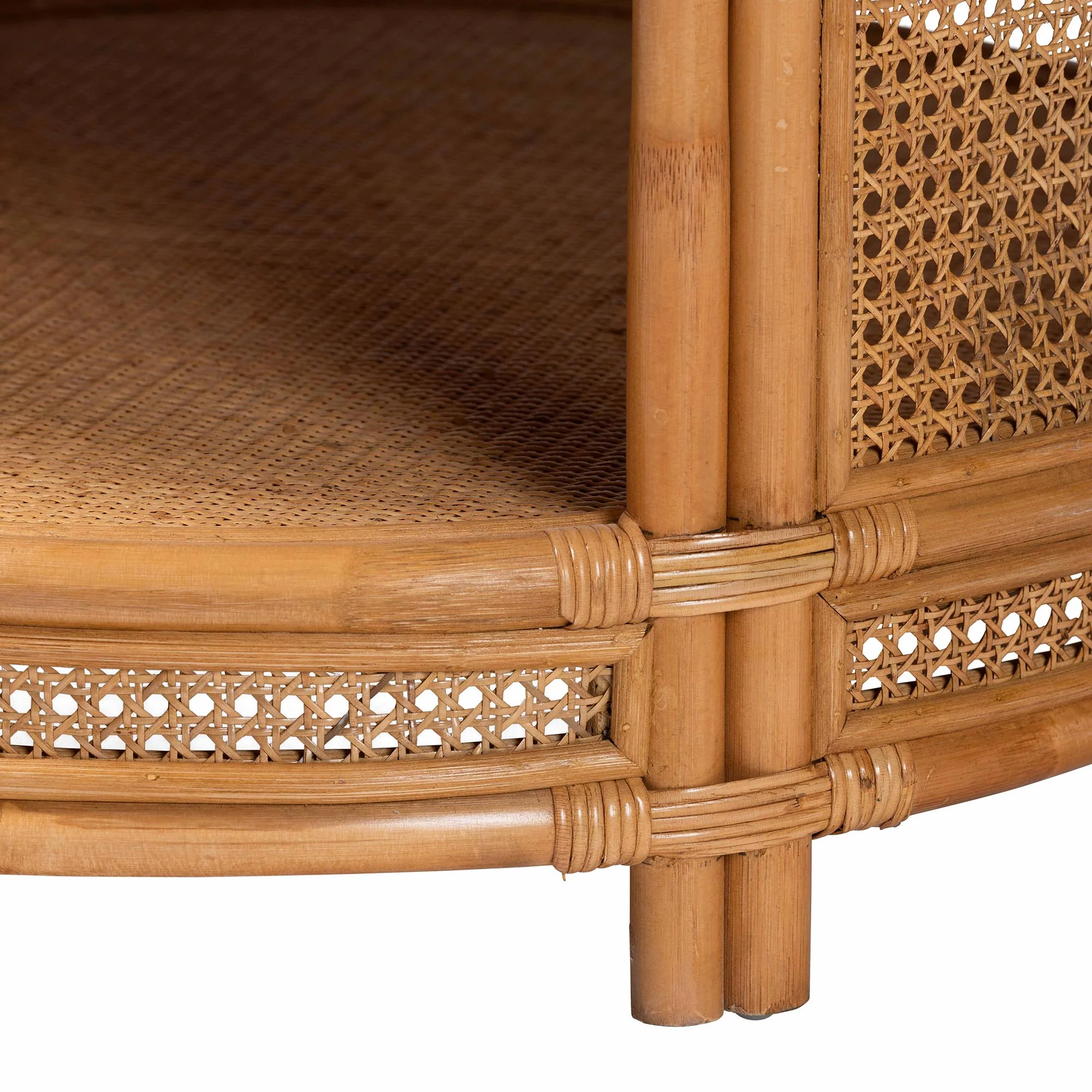 Baxton Studio bali & pari Louis Modern Bohemian Natural Brown Rattan Coffee Table - Image 8