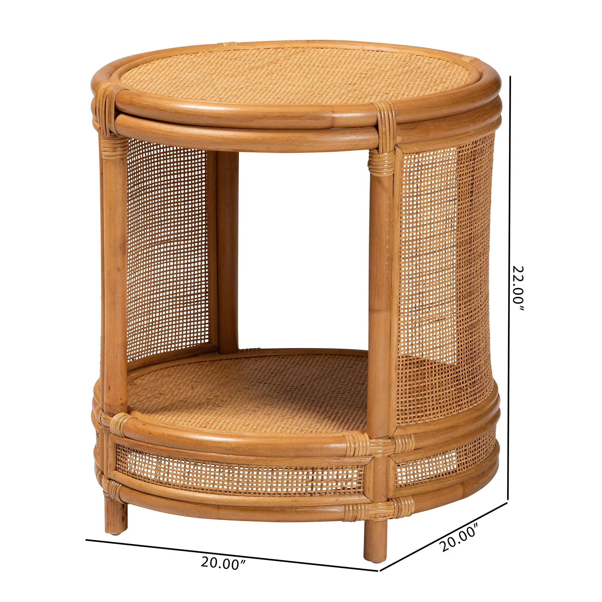 Baxton Studio bali & pari Louis Modern Bohemian Natural Brown Rattan End Table - Image 10