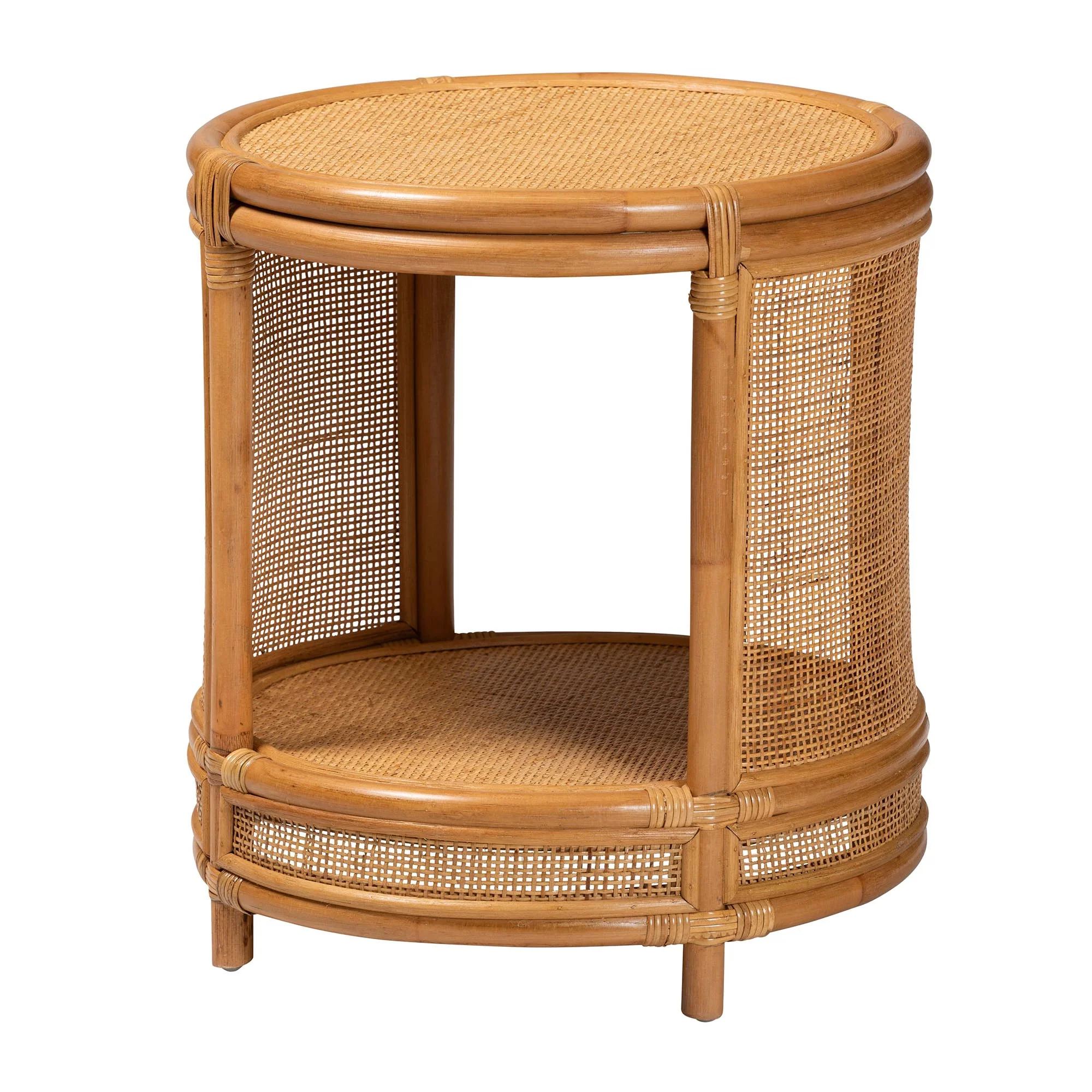 Baxton Studio bali & pari Louis Modern Bohemian Natural Brown Rattan End Table - Image 2