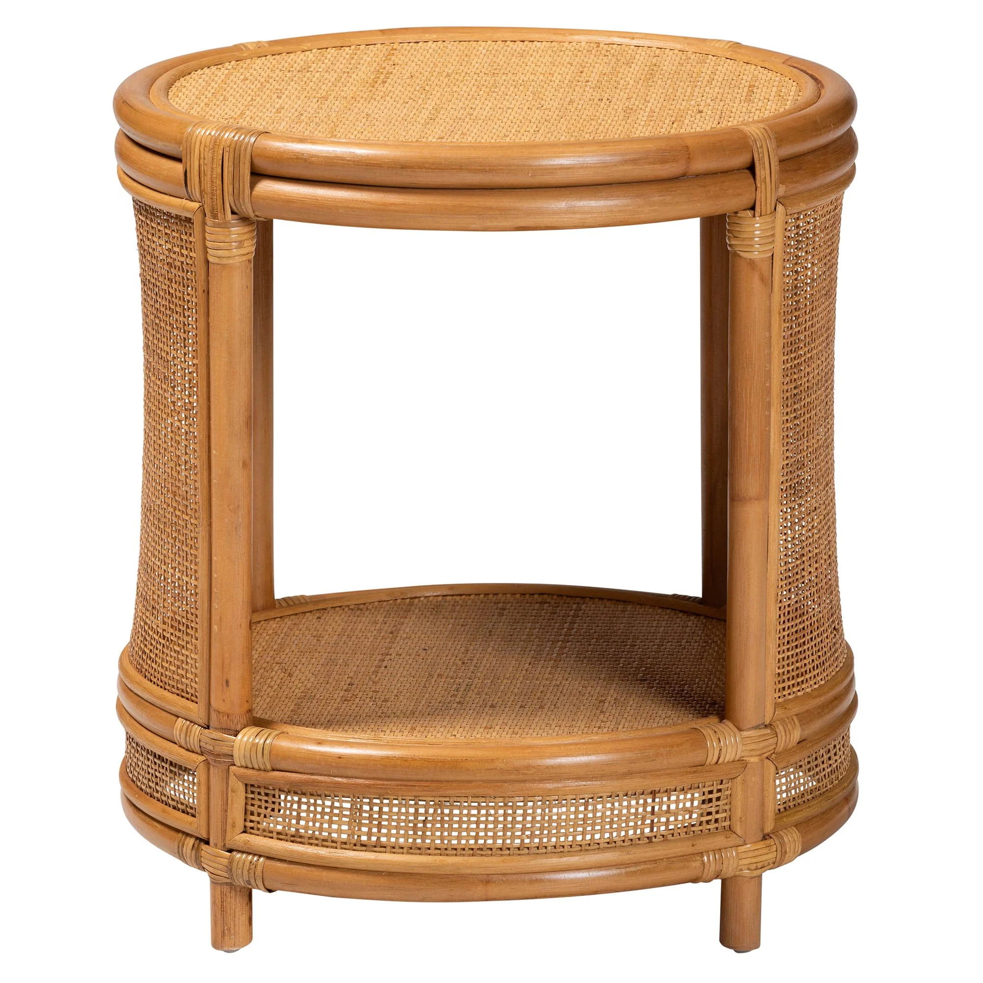 Baxton Studio bali & pari Louis Modern Bohemian Natural Brown Rattan End Table - Image 3