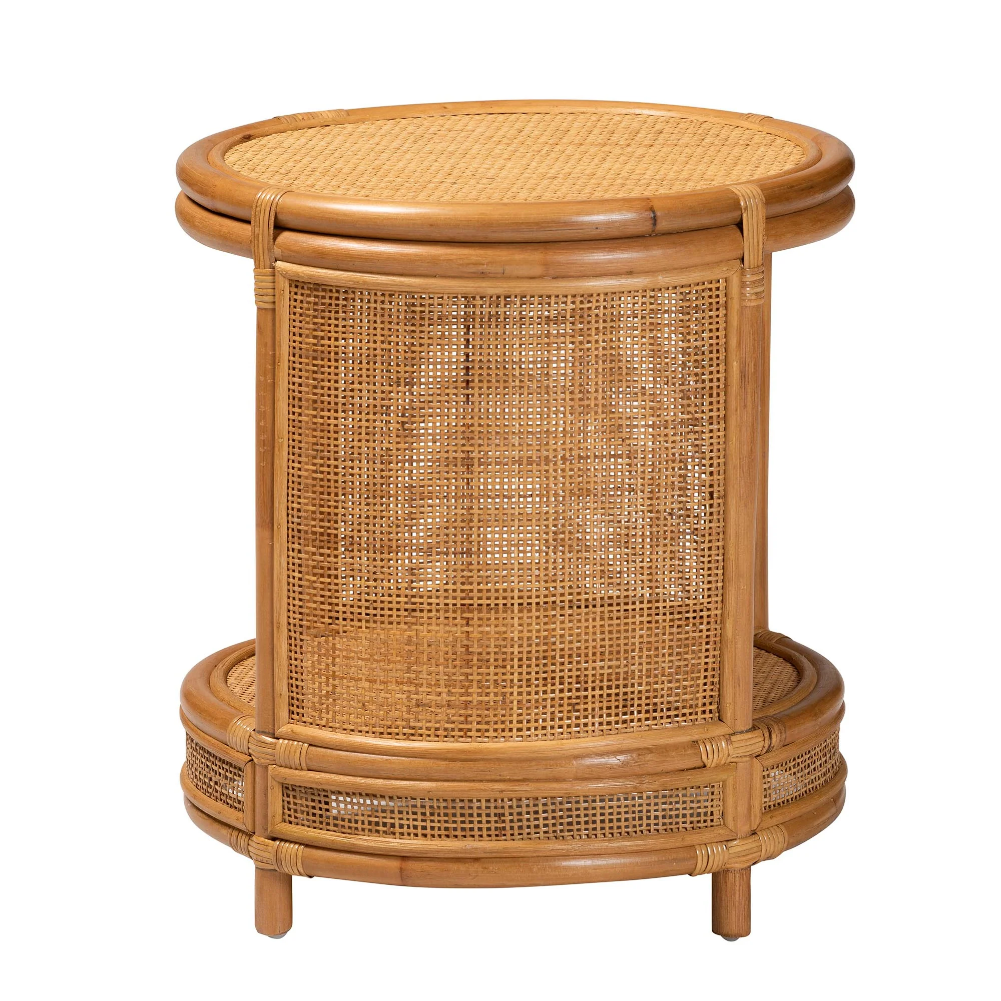 Baxton Studio bali & pari Louis Modern Bohemian Natural Brown Rattan End Table - Image 4