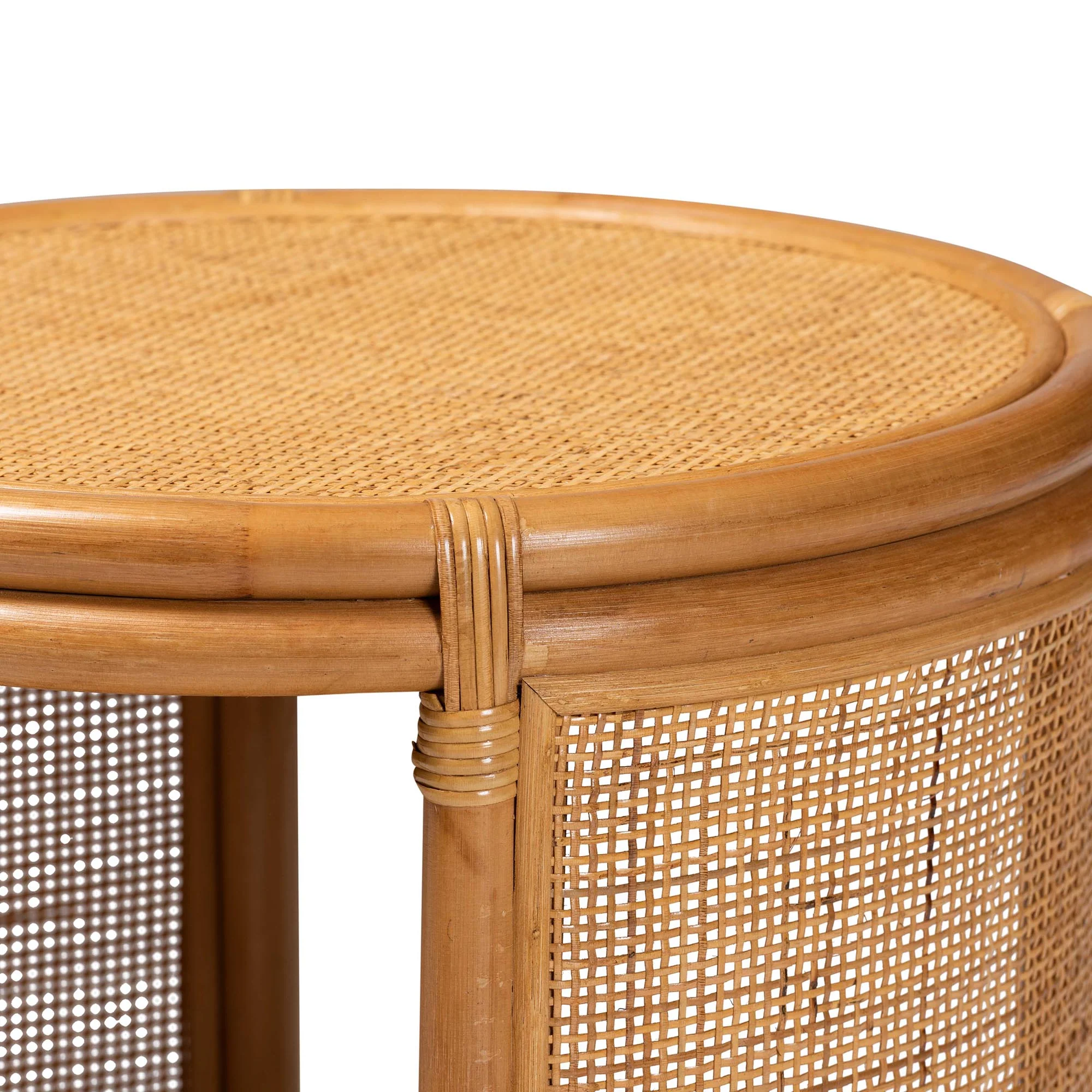 Baxton Studio bali & pari Louis Modern Bohemian Natural Brown Rattan End Table - Image 5
