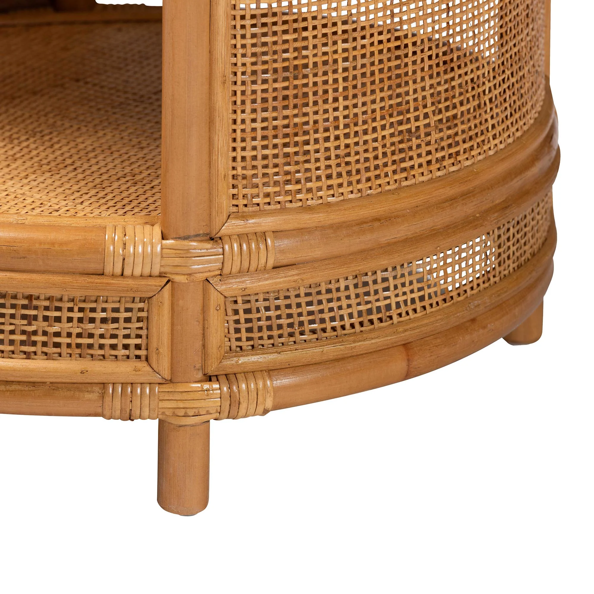 Baxton Studio bali & pari Louis Modern Bohemian Natural Brown Rattan End Table - Image 6