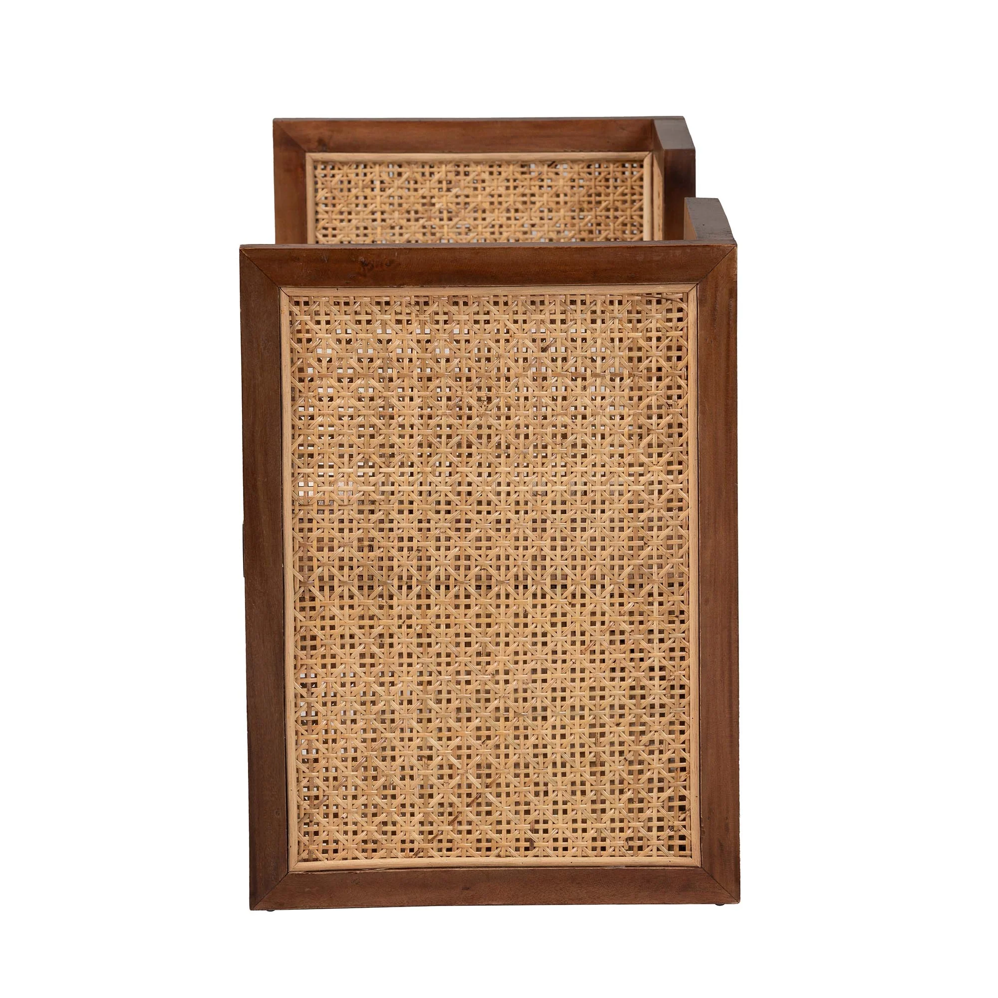 Baxton Studio bali & pari Lovina Bohemian Light Honey Rattan and Acacia Wood Accent Bench - Image 6
