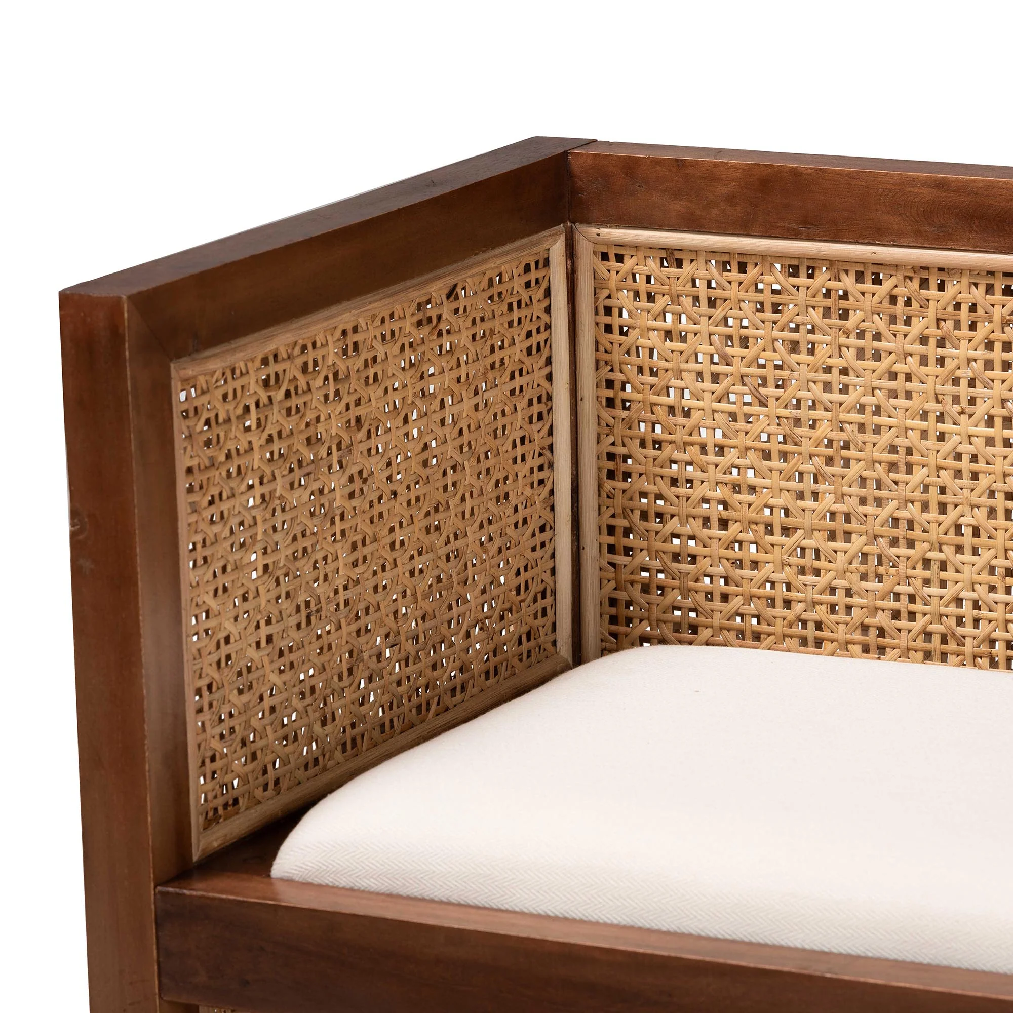 Baxton Studio bali & pari Lovina Bohemian Light Honey Rattan and Acacia Wood Accent Bench - Image 8