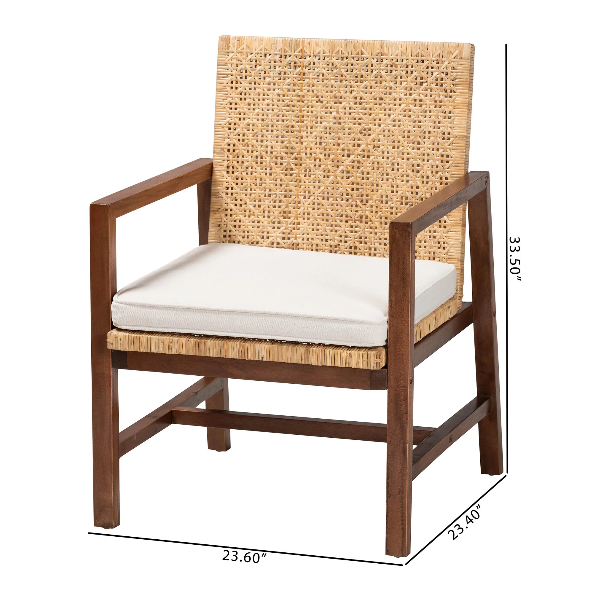Baxton Studio bali & pari Lovina Bohemian Light Honey Rattan and Acacia Wood Arm Chair - Image 10