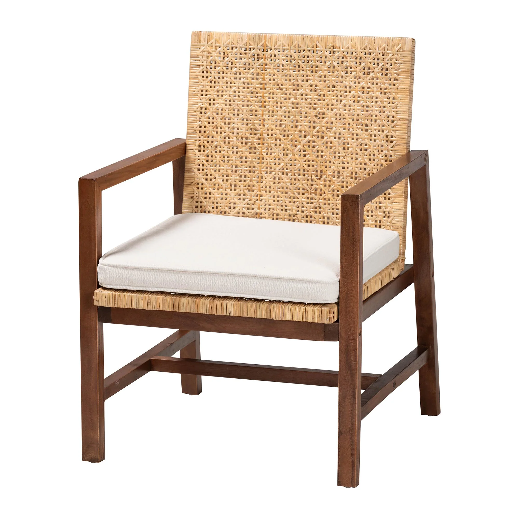 Baxton Studio bali & pari Lovina Bohemian Light Honey Rattan and Acacia Wood Arm Chair - Image 2