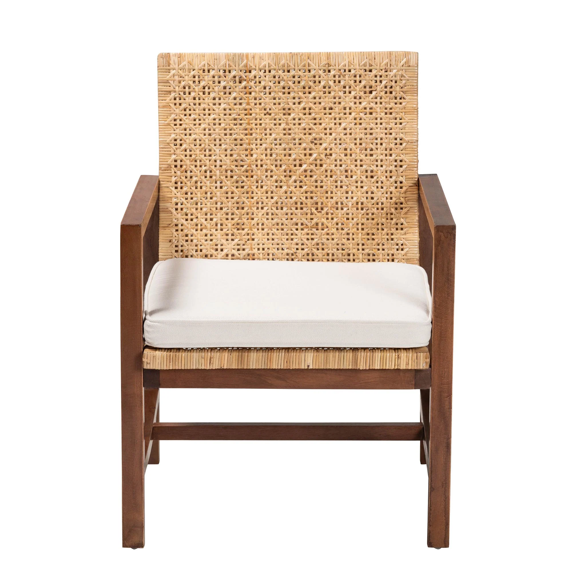 Baxton Studio bali & pari Lovina Bohemian Light Honey Rattan and Acacia Wood Arm Chair - Image 3