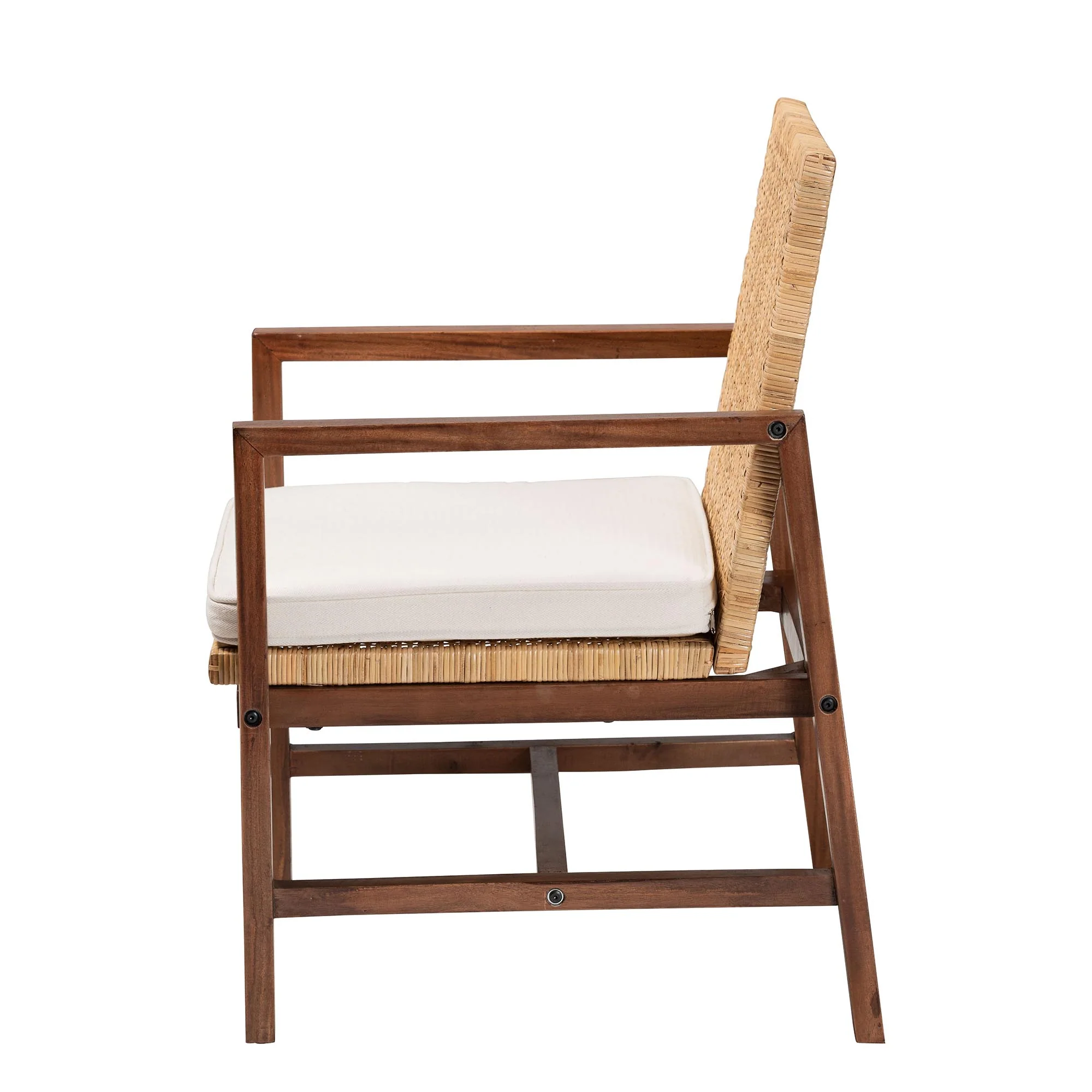 Baxton Studio bali & pari Lovina Bohemian Light Honey Rattan and Acacia Wood Arm Chair - Image 4
