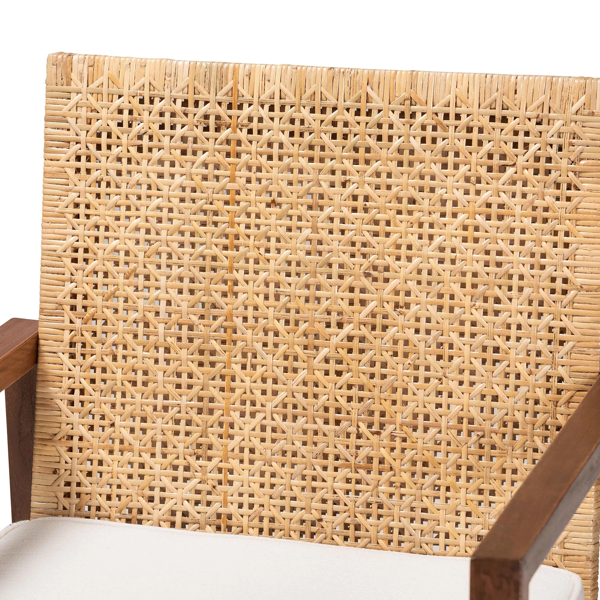 Baxton Studio bali & pari Lovina Bohemian Light Honey Rattan and Acacia Wood Arm Chair - Image 6