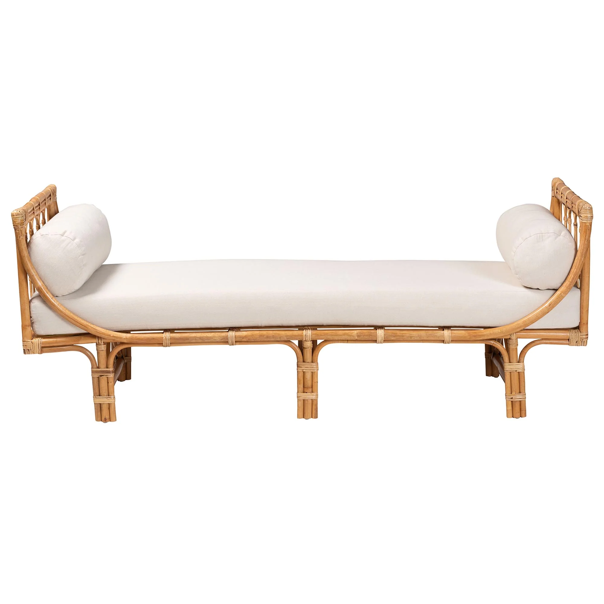 Baxton Studio bali & pari Macias Modern Bohemian Natural Brown Rattan Daybed - Image 3