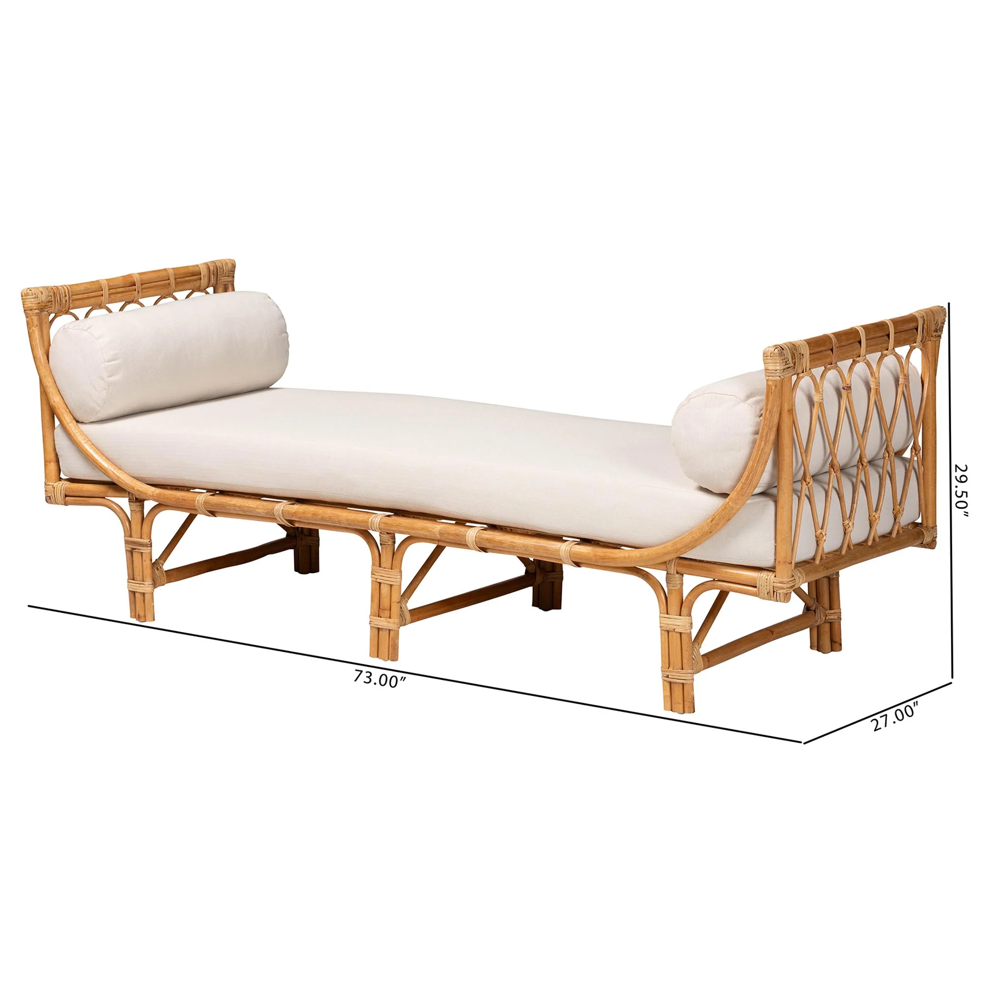 Baxton Studio bali & pari Macias Modern Bohemian Natural Brown Rattan Daybed - Image 8